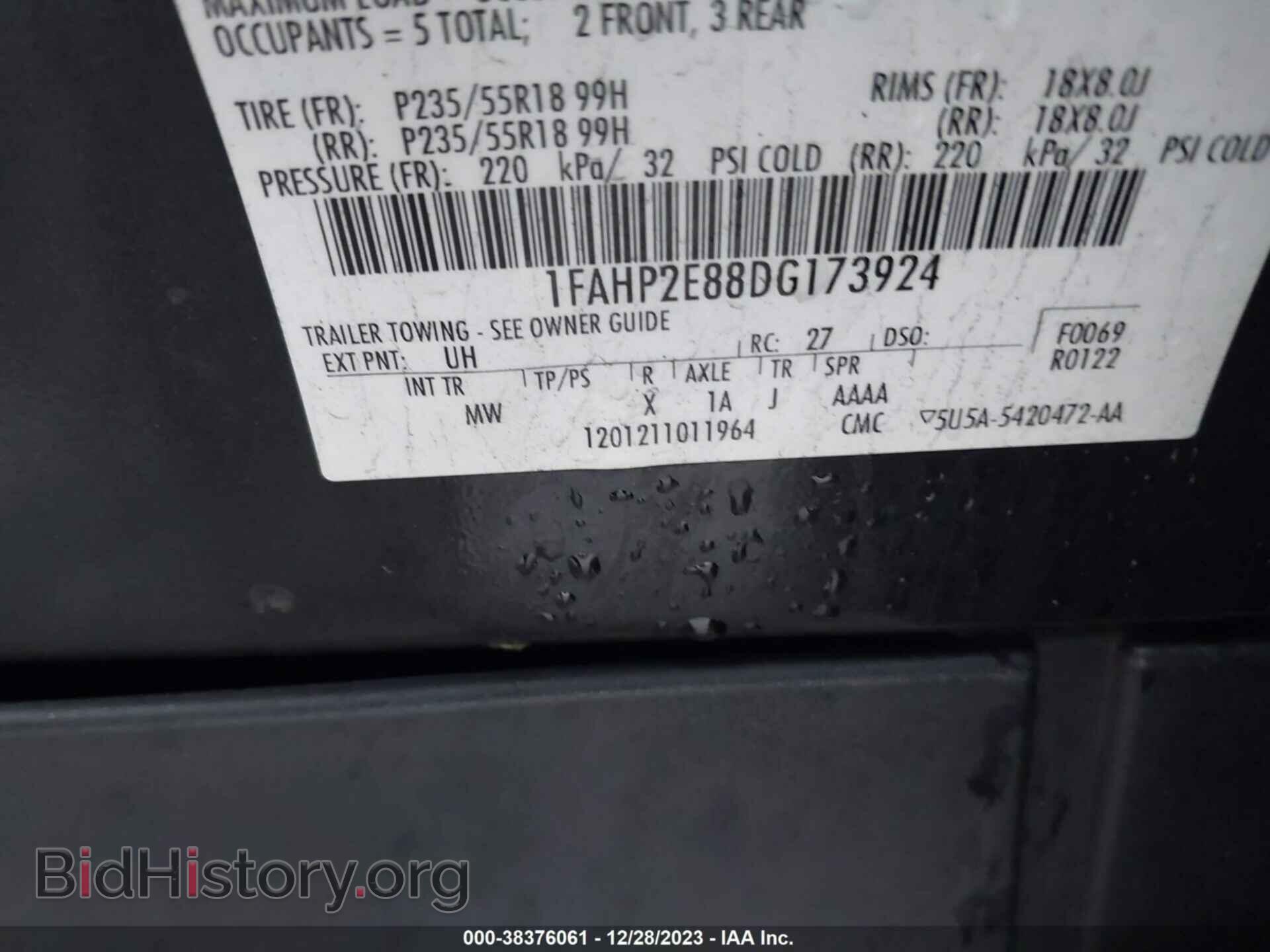2013 FORD TAURUS - VIN: 1FAHP2E88DG173924 - Photo 9