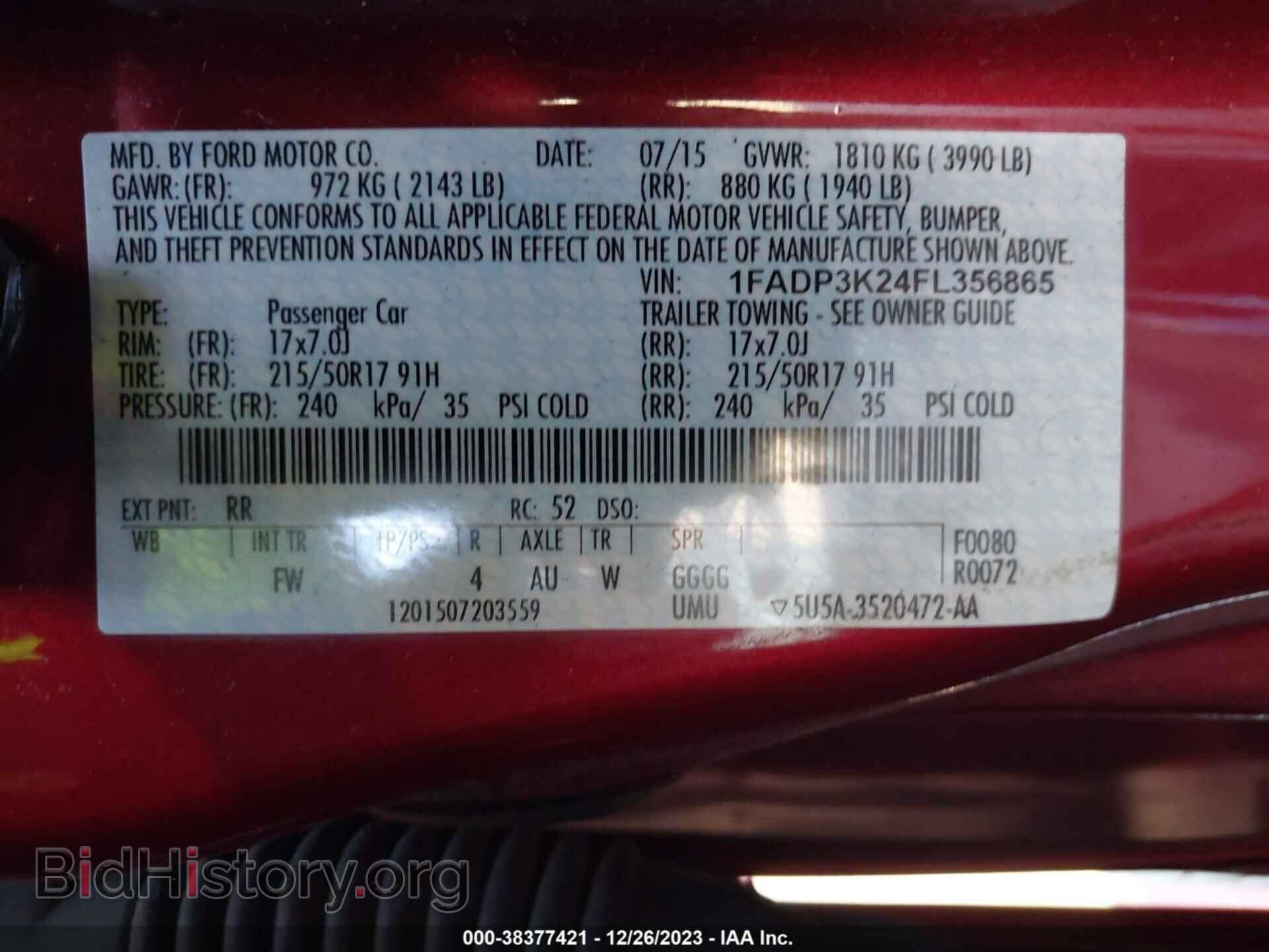2015 FORD FOCUS - VIN: 1FADP3K24FL356865 - Фото 9