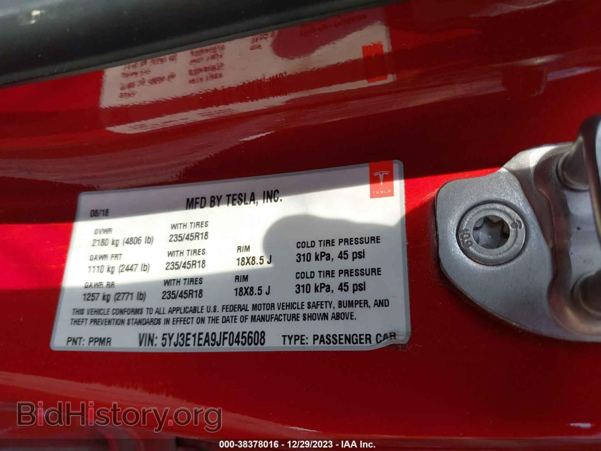 2018 TESLA MODEL 3 - VIN: 5YJ3E1EA9JF045608 - Photo 9