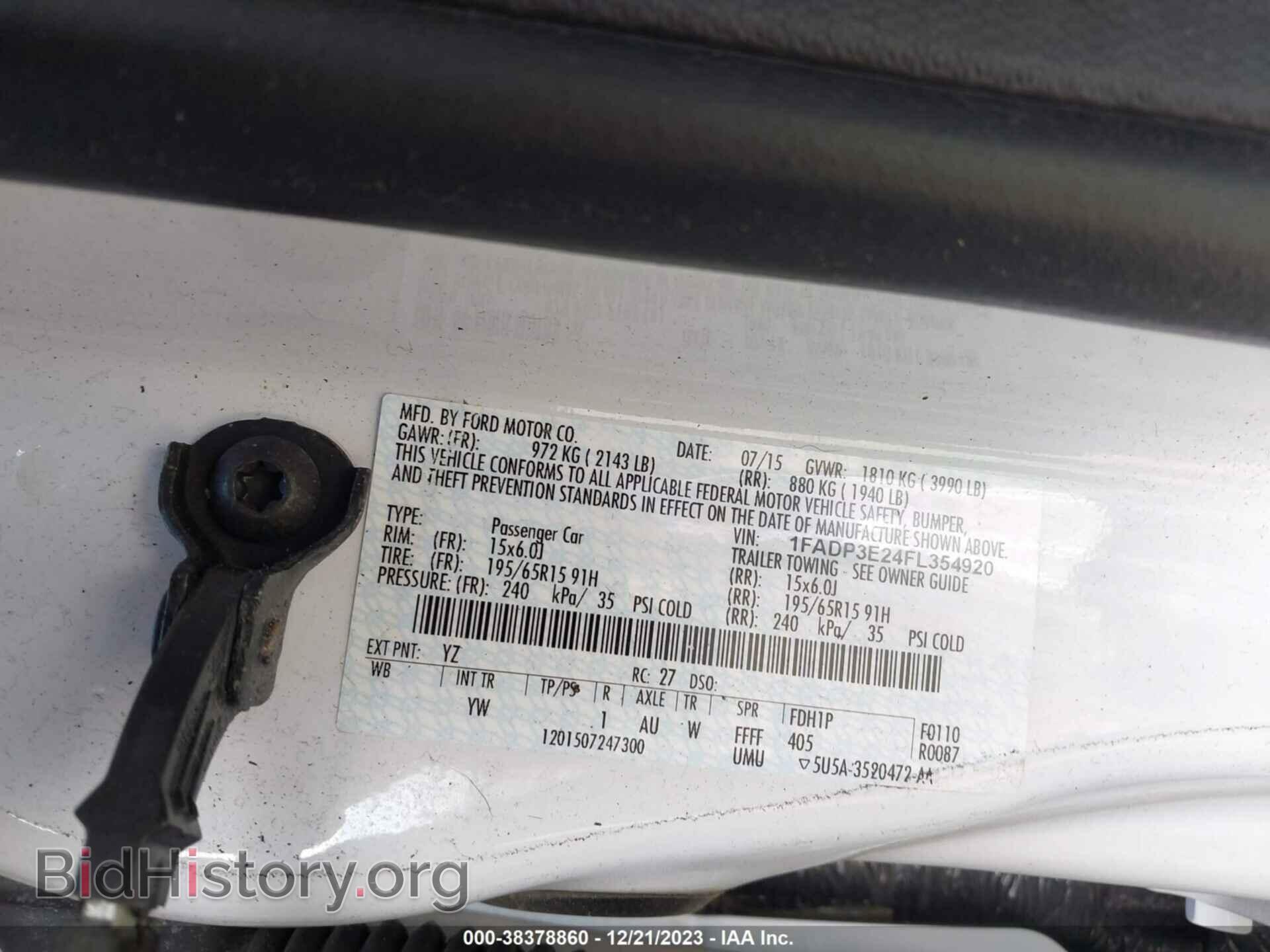 2015 FORD FOCUS - VIN: 1FADP3E24FL354920 - Фото 9