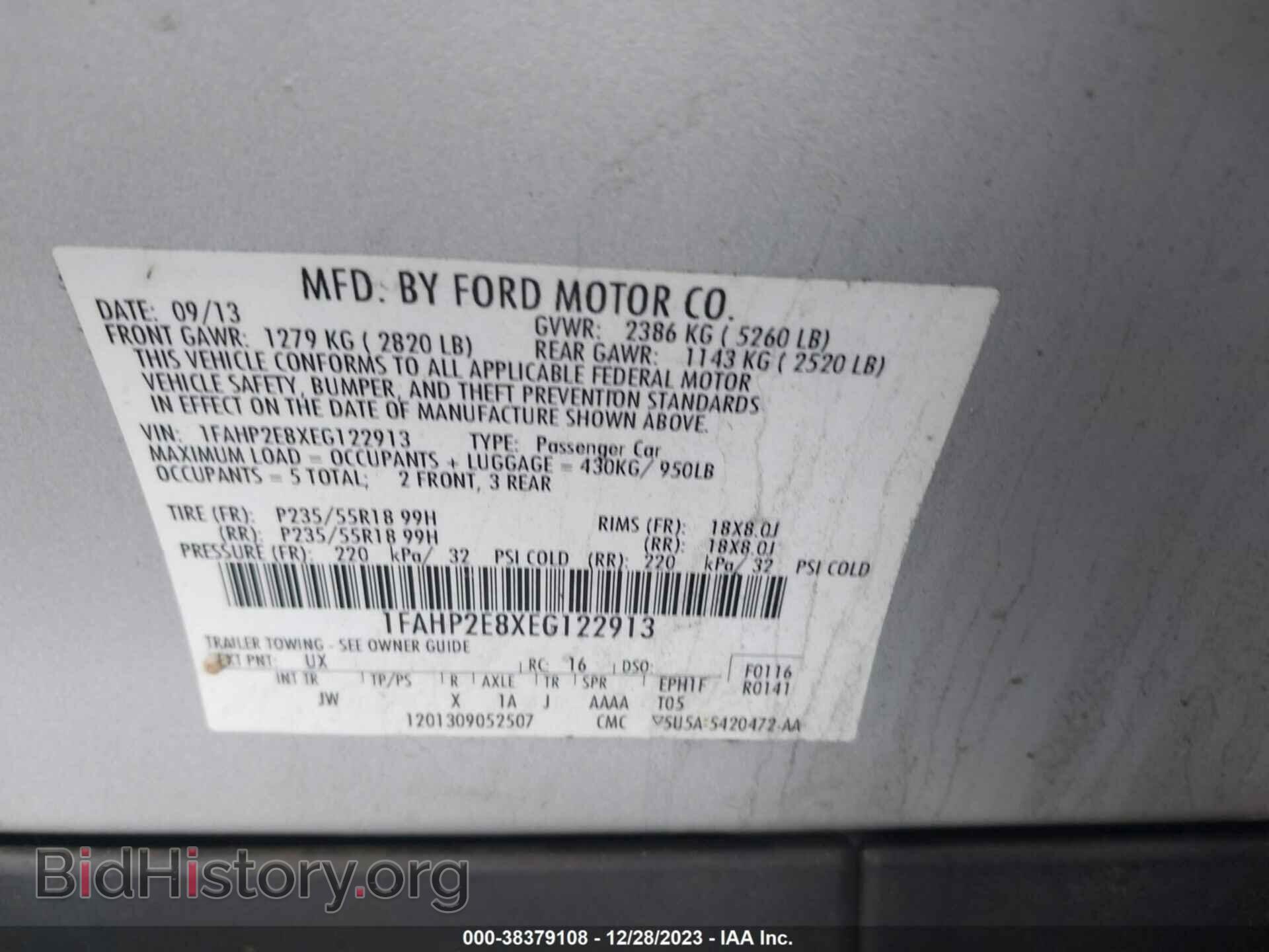 2014 FORD TAURUS - VIN: 1FAHP2E8XEG122913 - Photo 9