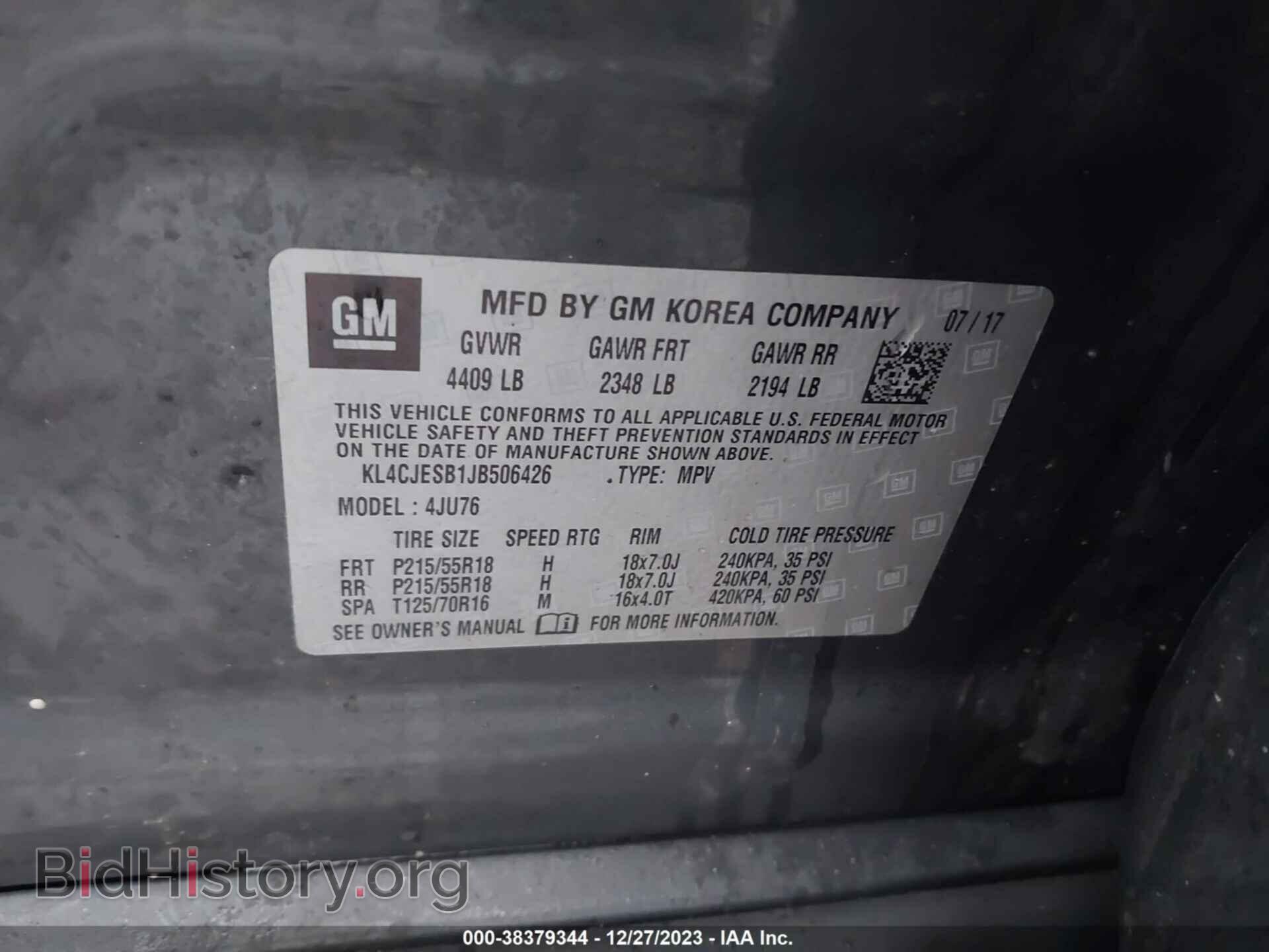 2018 BUICK ENCORE - VIN: KL4CJESB1JB506426 - Фото 9