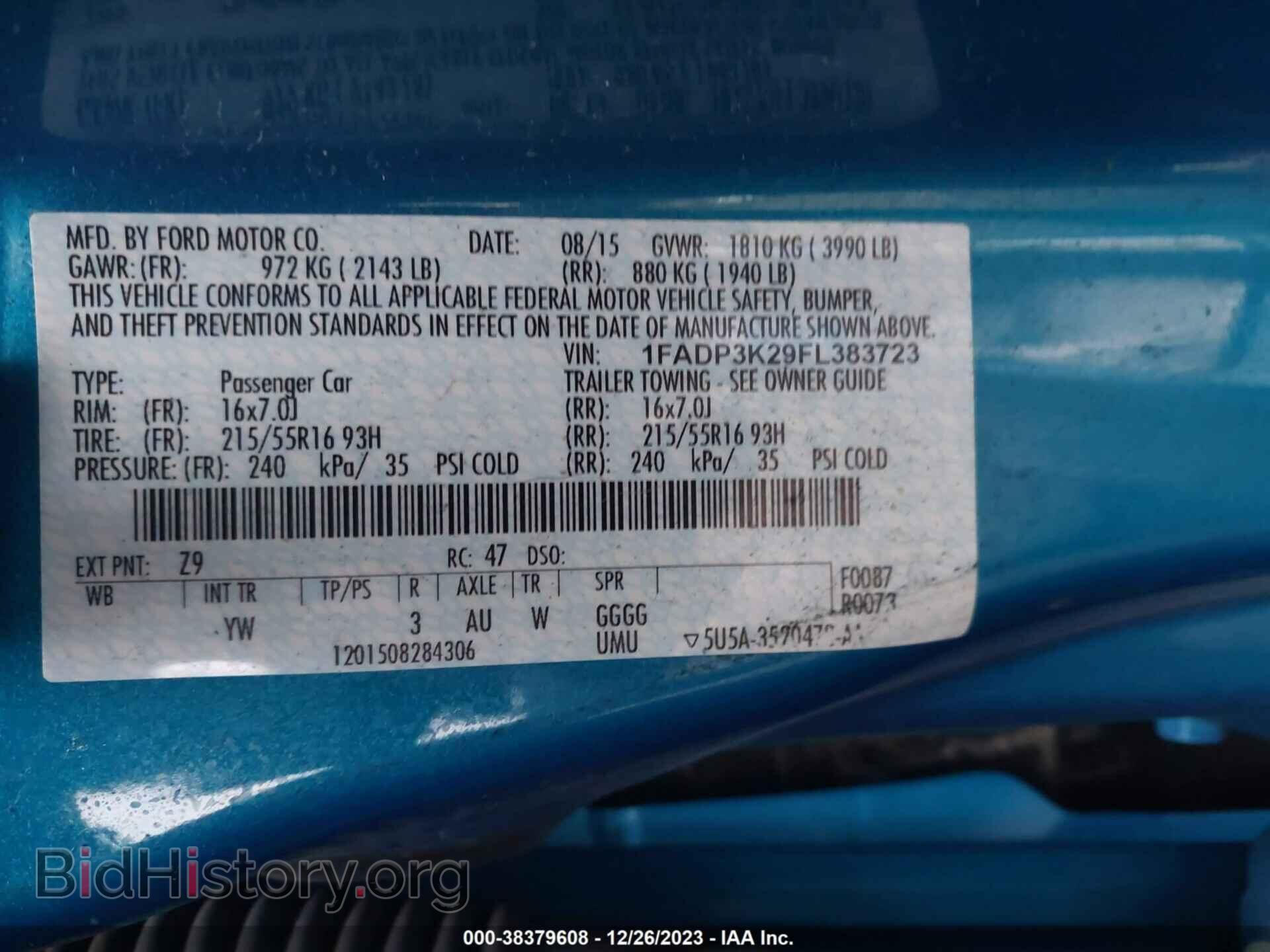 2015 FORD FOCUS - VIN: 1FADP3K29FL383723 - Фото 9
