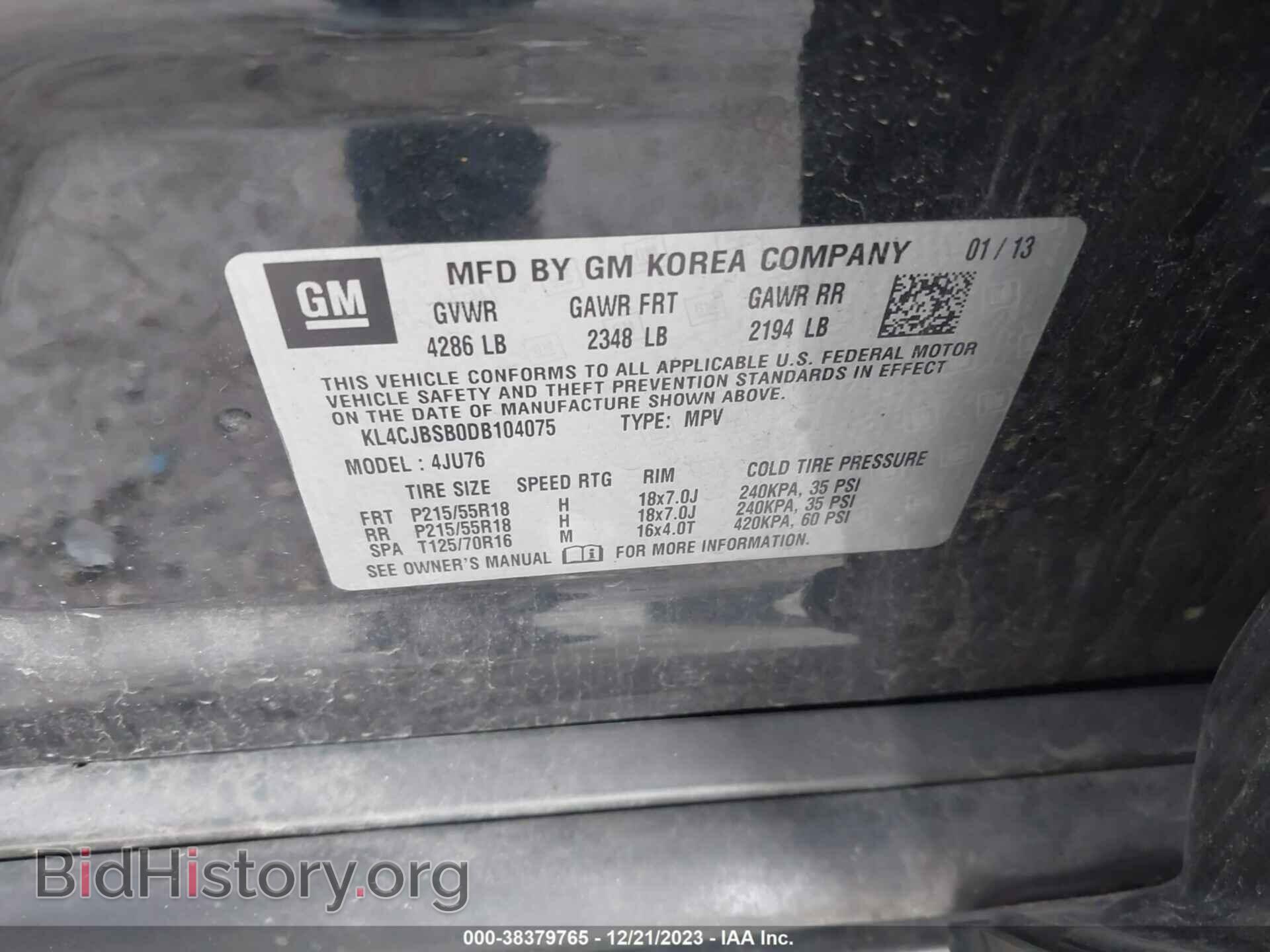 2013 BUICK ENCORE - VIN: KL4CJBSB0DB104075 - Photo 9