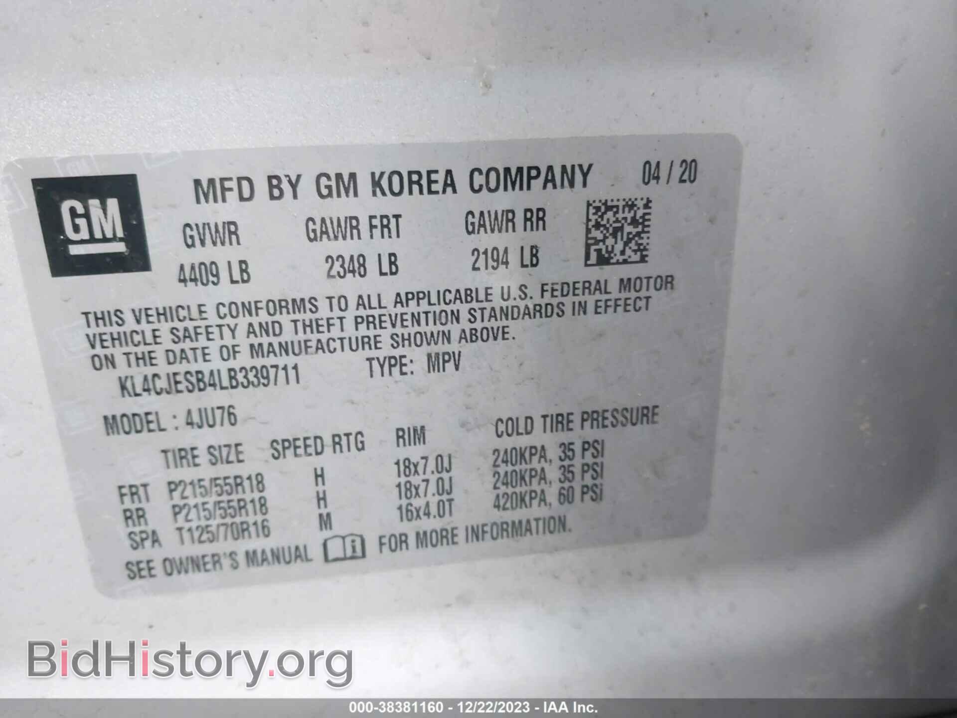 2020 BUICK ENCORE - VIN: KL4CJESB4LB339711 - Photo 9