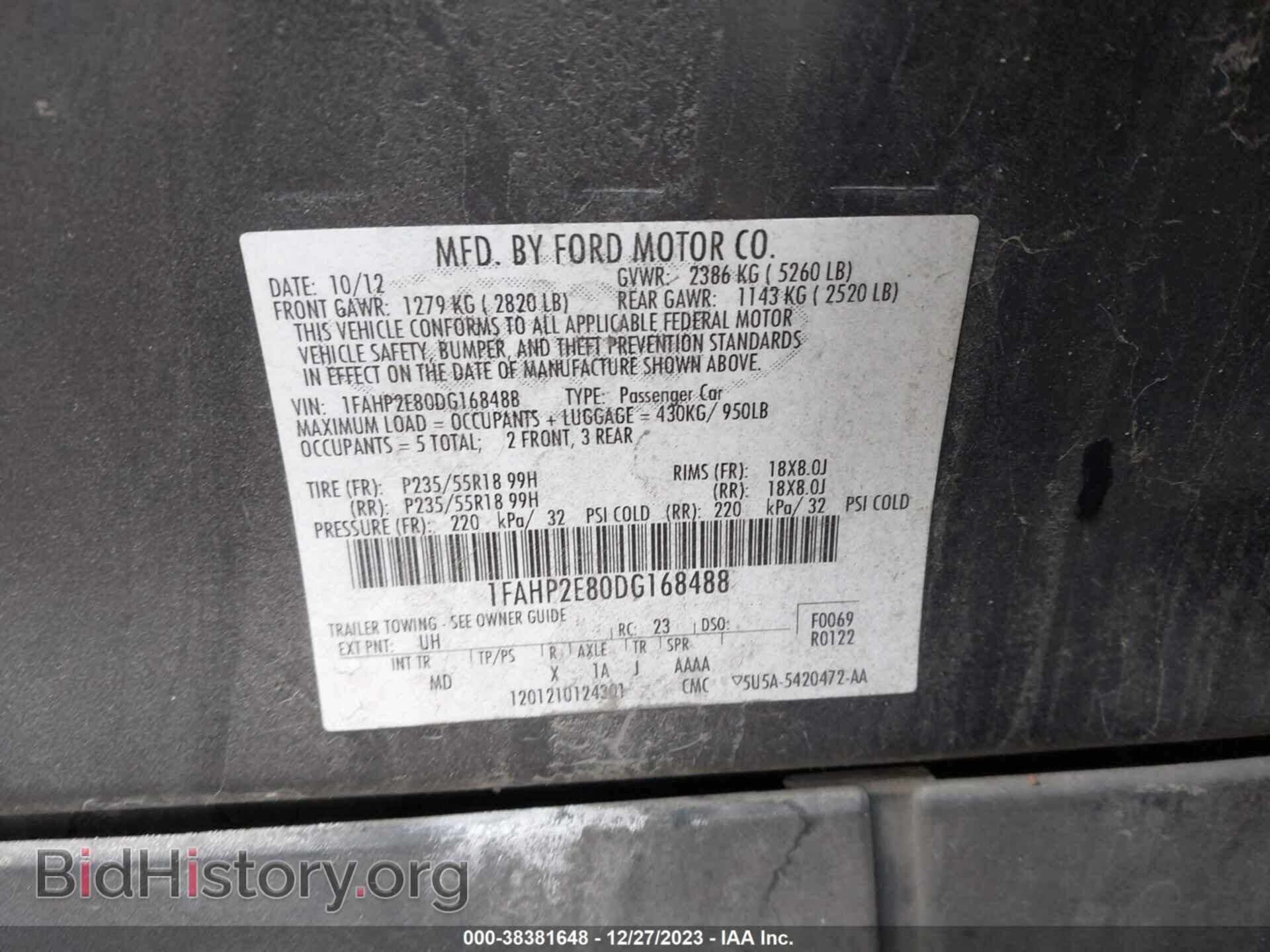 2013 FORD TAURUS - VIN: 1FAHP2E80DG168488 - Фото 9