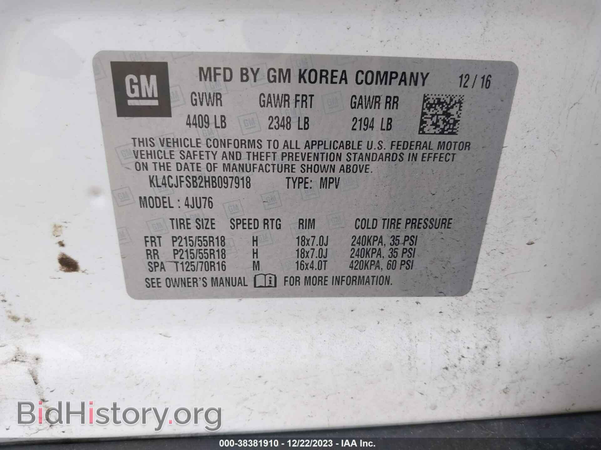 2017 BUICK ENCORE - VIN: KL4CJFSB2HB097918 - Photo 9