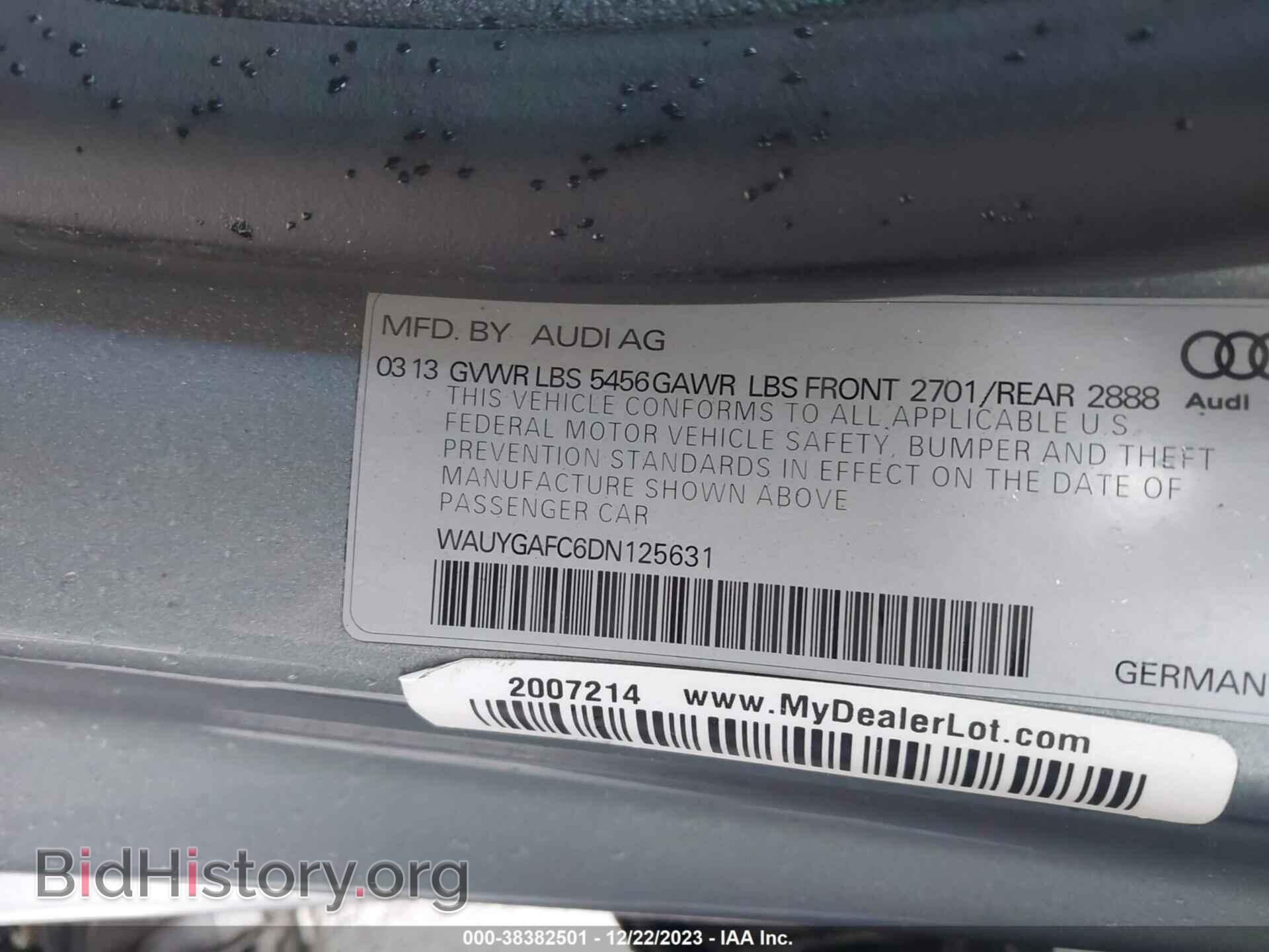2013 AUDI A7 - VIN: WAUYGAFC6DN125631 - Фото 9