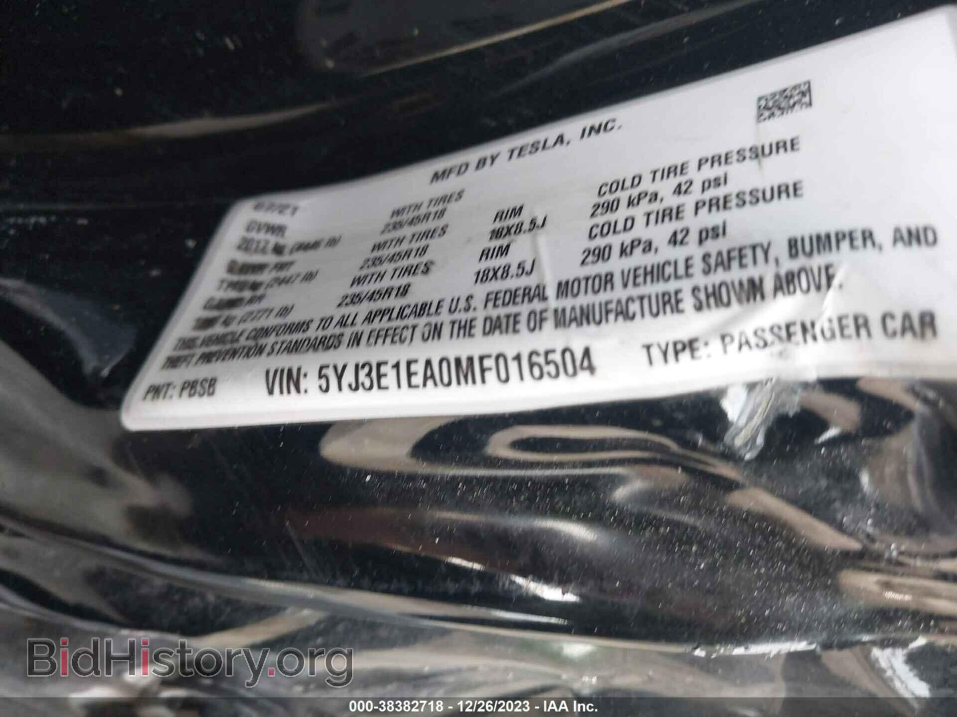 2021 TESLA MODEL 3 - VIN: 5YJ3E1EA0MF016504 - Фото 9