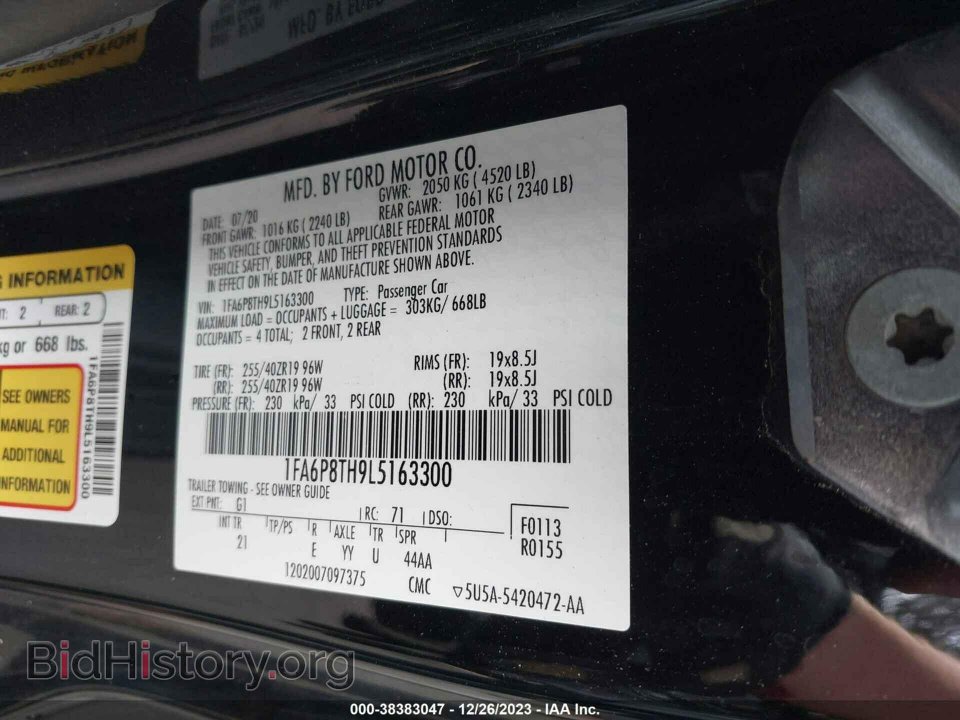2020 FORD MUSTANG - VIN: 1FA6P8TH9L5163300 - Photo 9