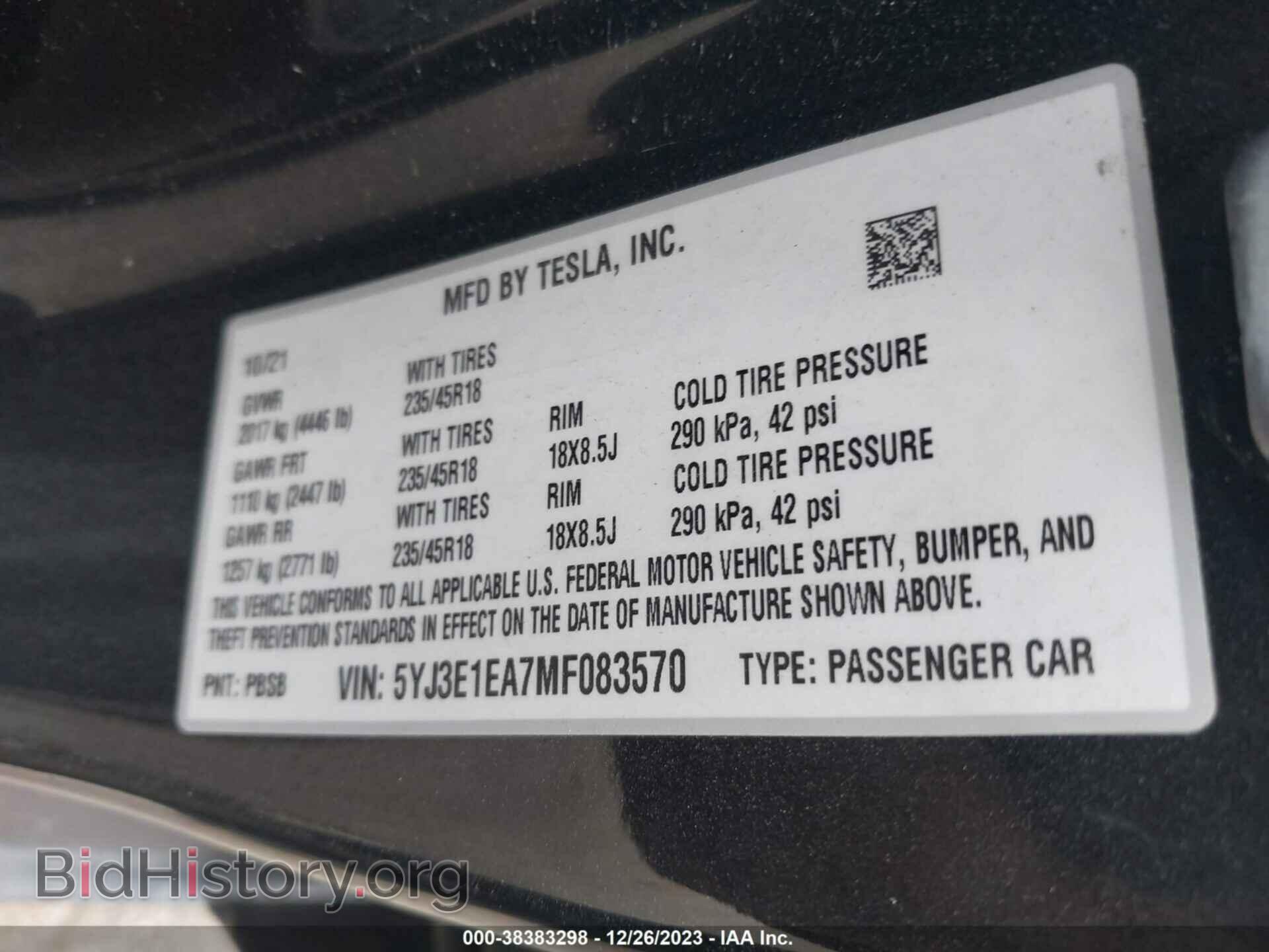 2021 TESLA MODEL 3 - VIN: 5YJ3E1EA7MF083570 - Photo 9