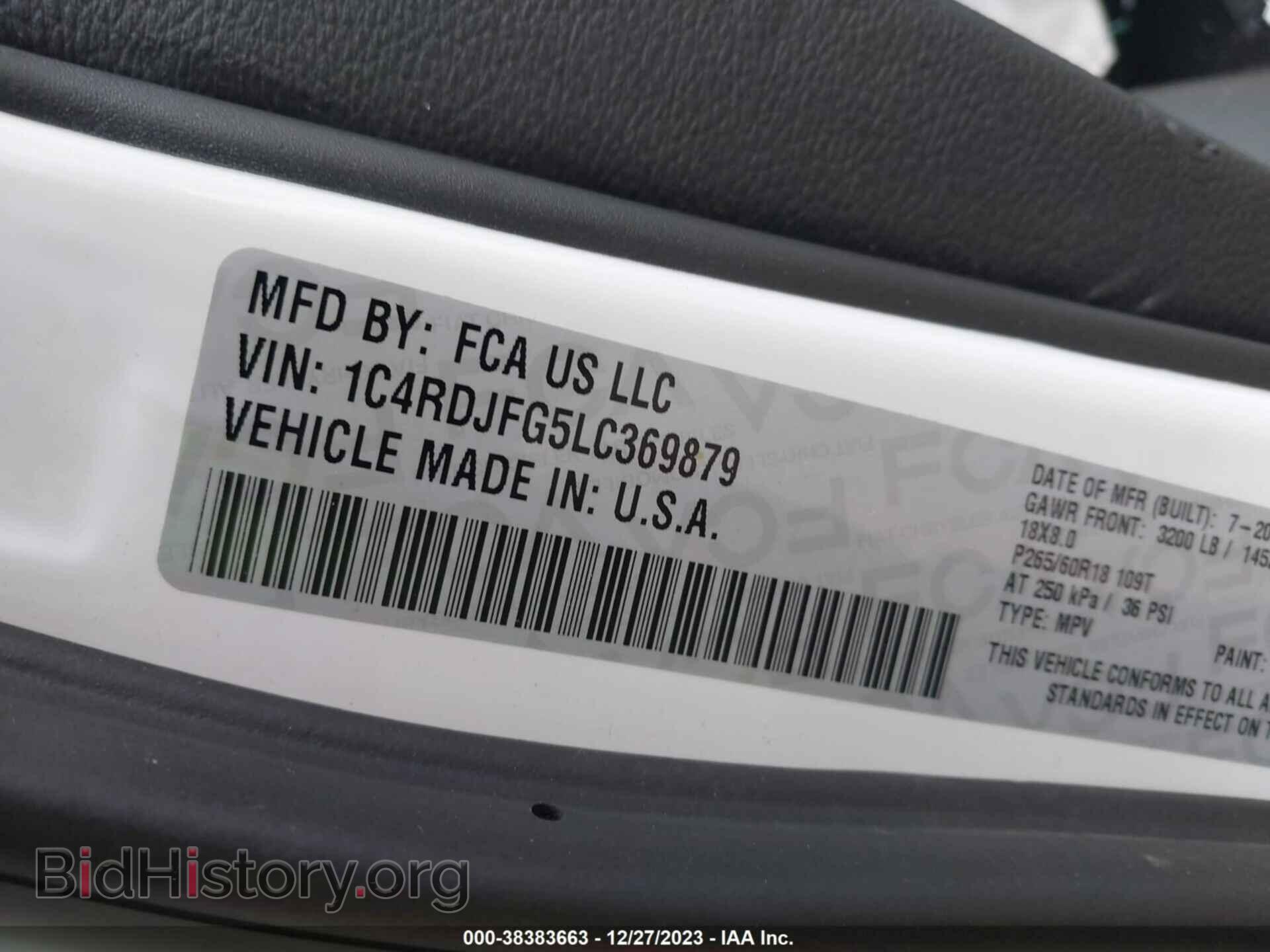 2020 DODGE DURANGO - VIN: 1C4RDJFG5LC369879 - Фото 9