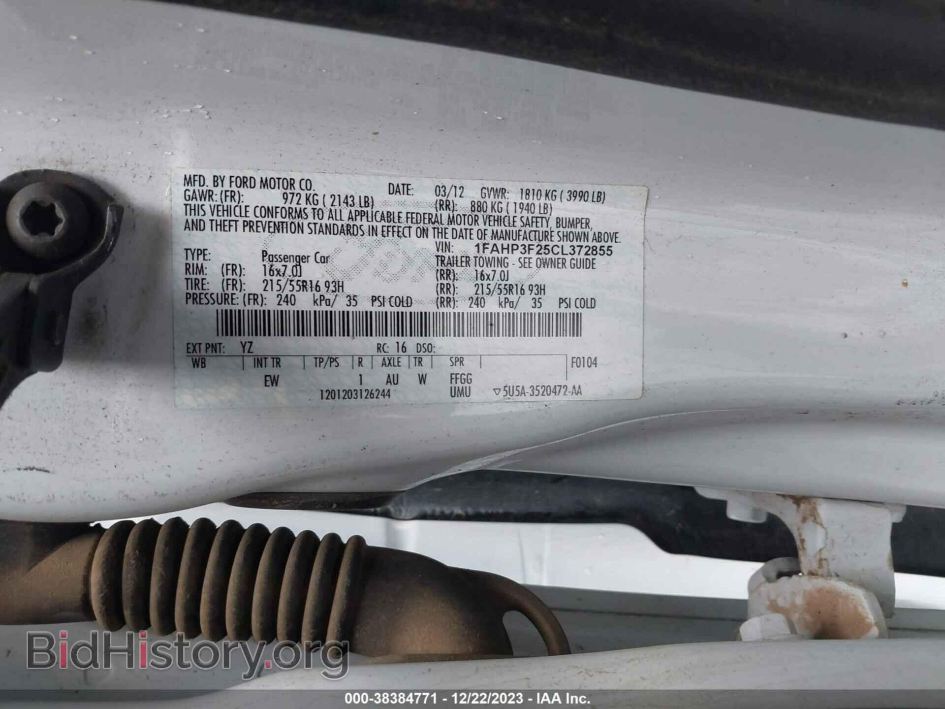 2012 FORD FOCUS - VIN: 1FAHP3F25CL372855 - Фото 9