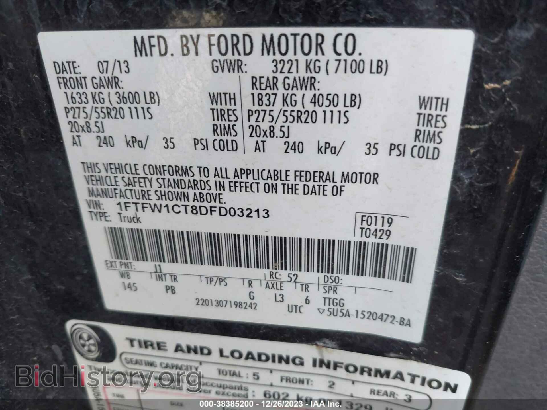 2013 FORD F-150 - VIN: 1FTFW1CT8DFD03213 - Photo 9