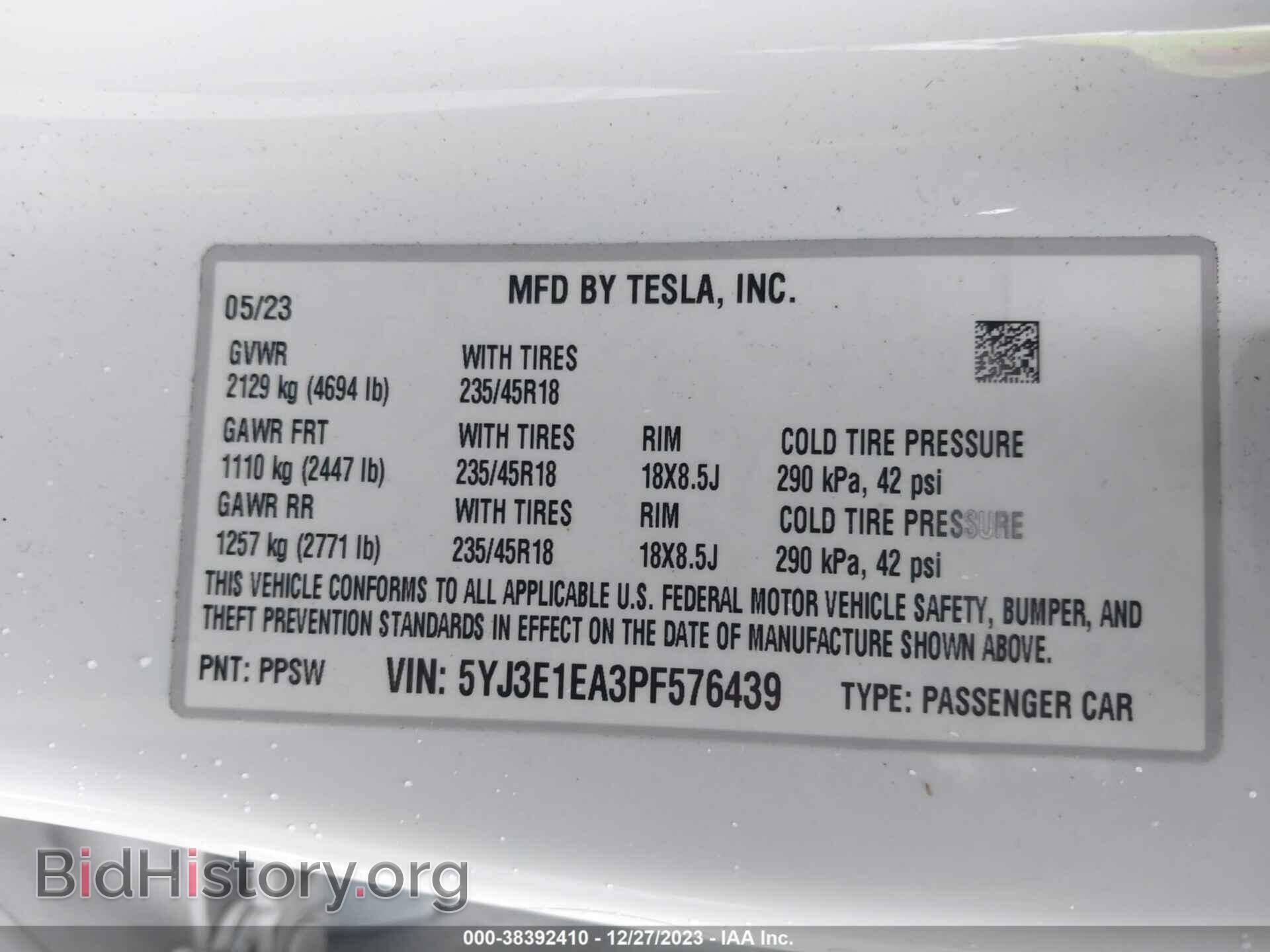 2023 TESLA MODEL 3 - VIN: 5YJ3E1EA3PF576439 - Фото 9