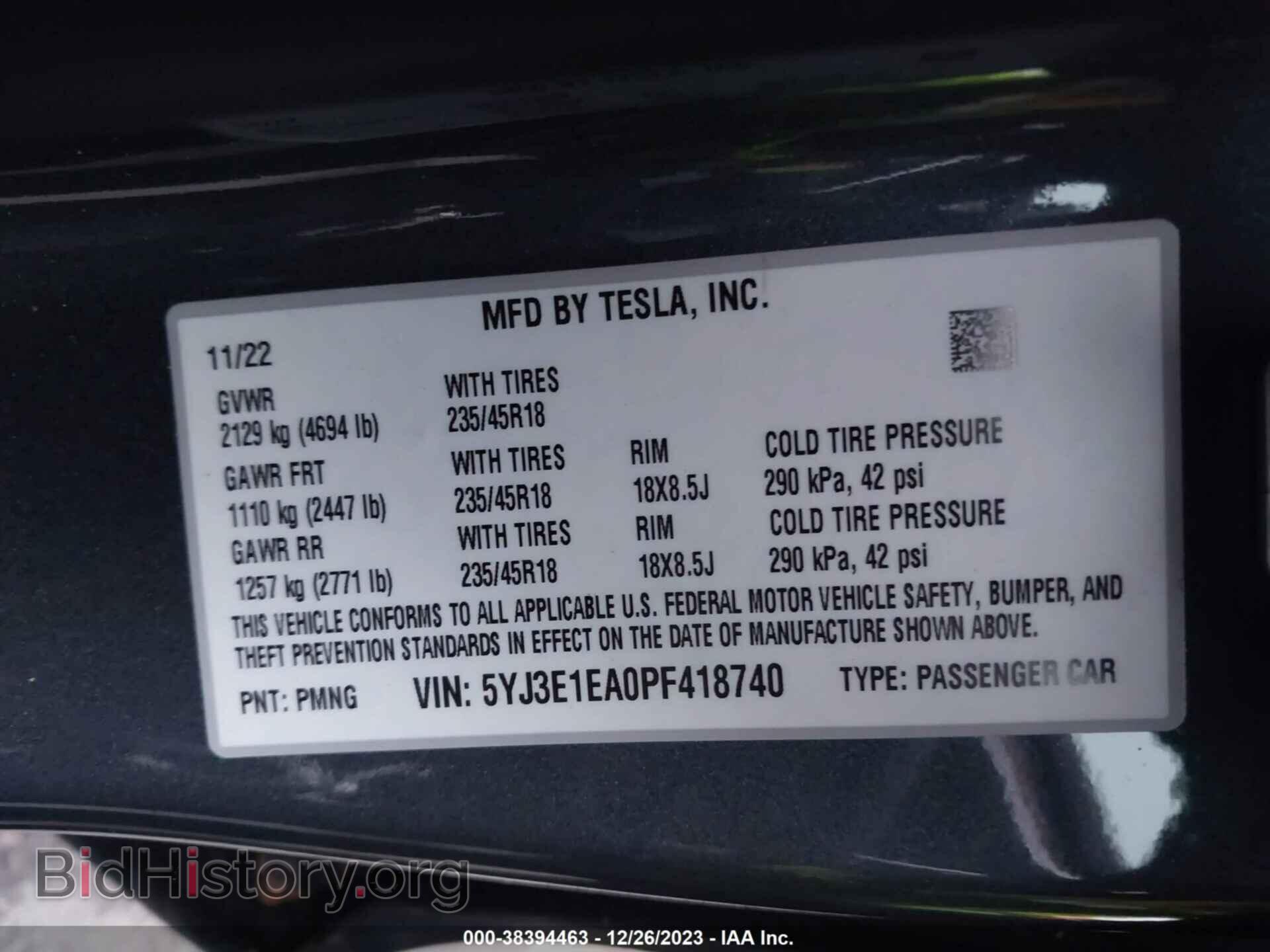2023 TESLA MODEL 3 - VIN: 5YJ3E1EA0PF418740 - Фото 9