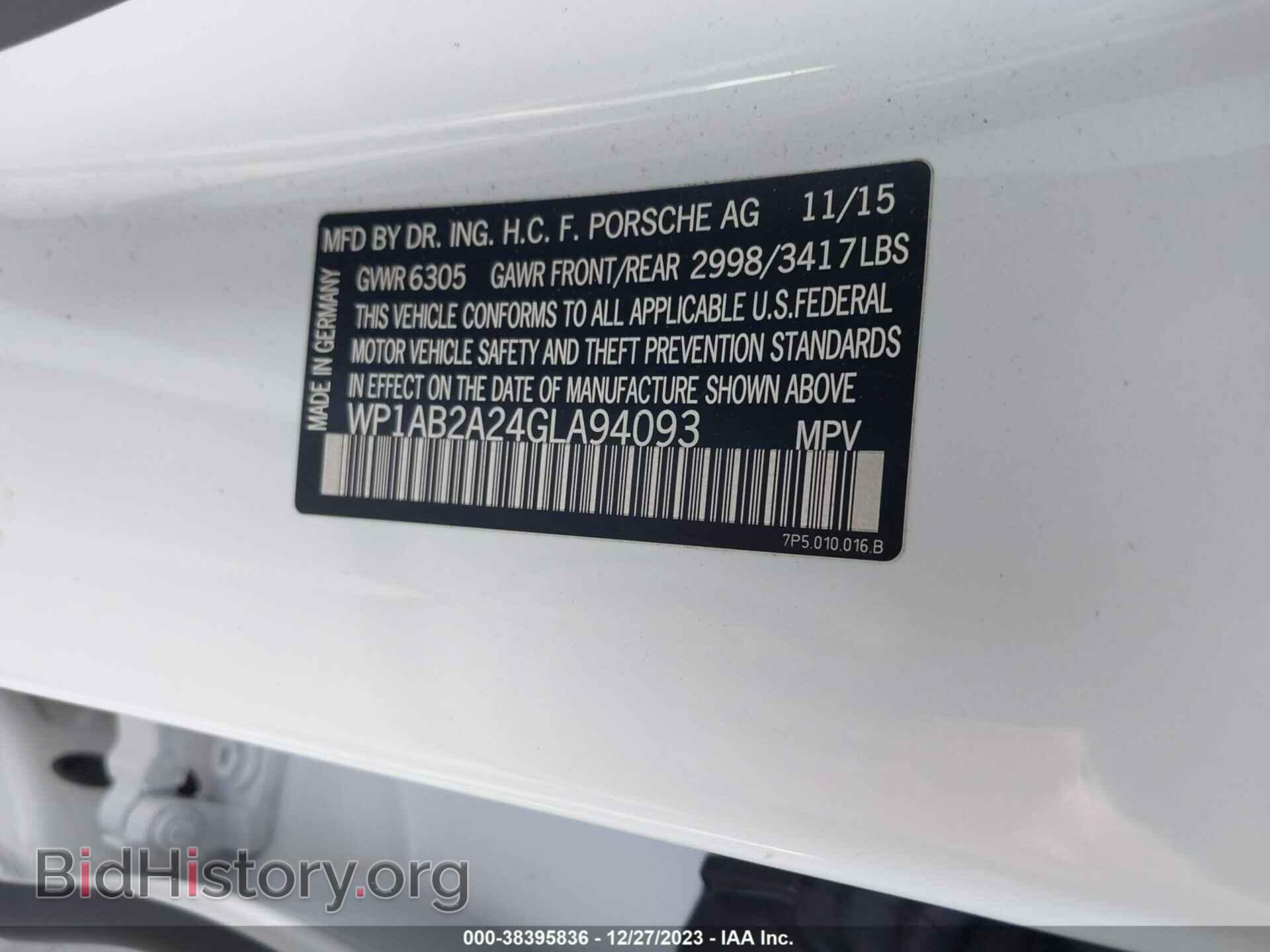 2016 PORSCHE CAYENNE - VIN: WP1AB2A24GLA94093 - Фото 9