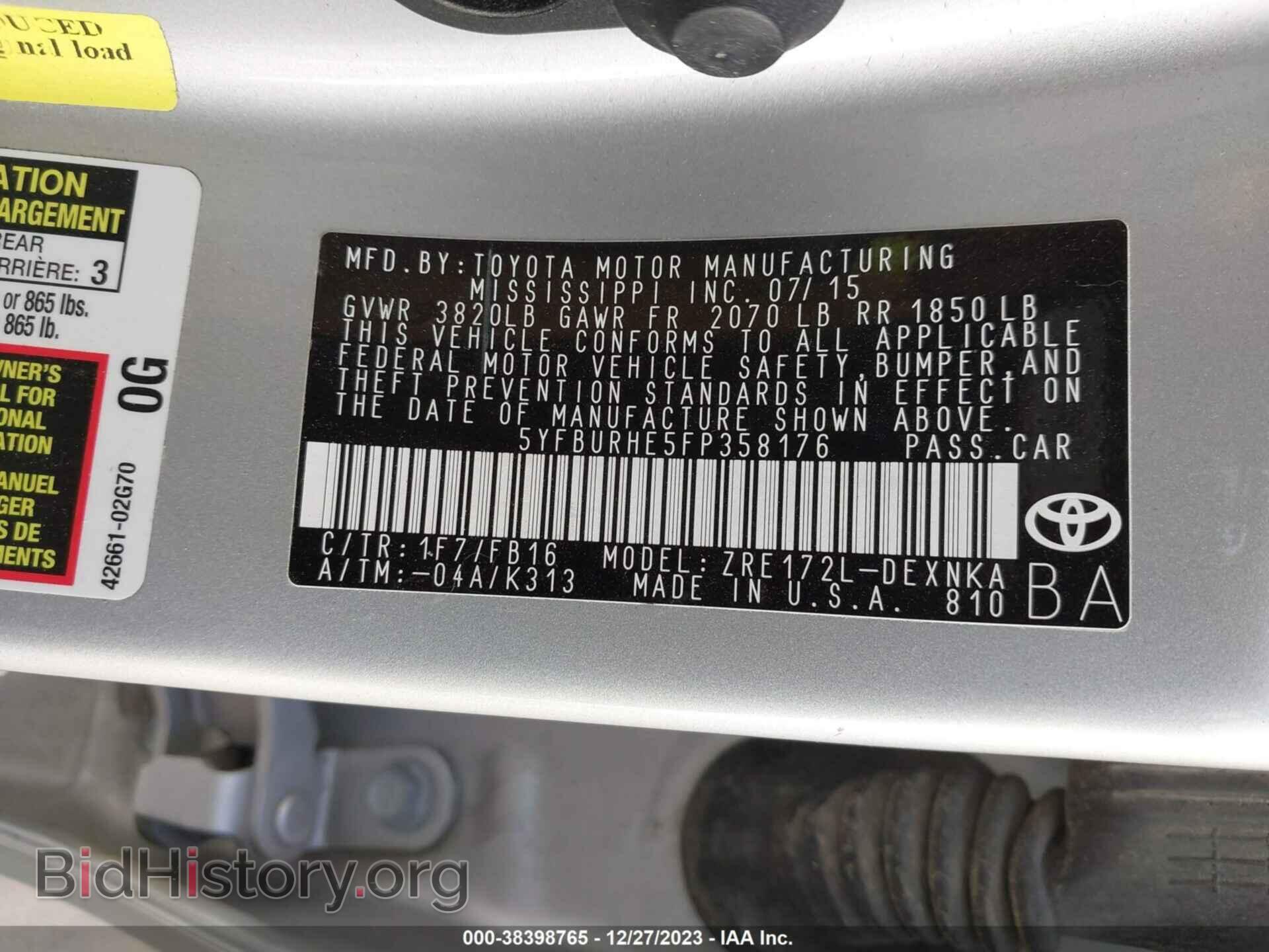 2015 TOYOTA COROLLA - VIN: 5YFBURHE5FP358176 - Photo 9