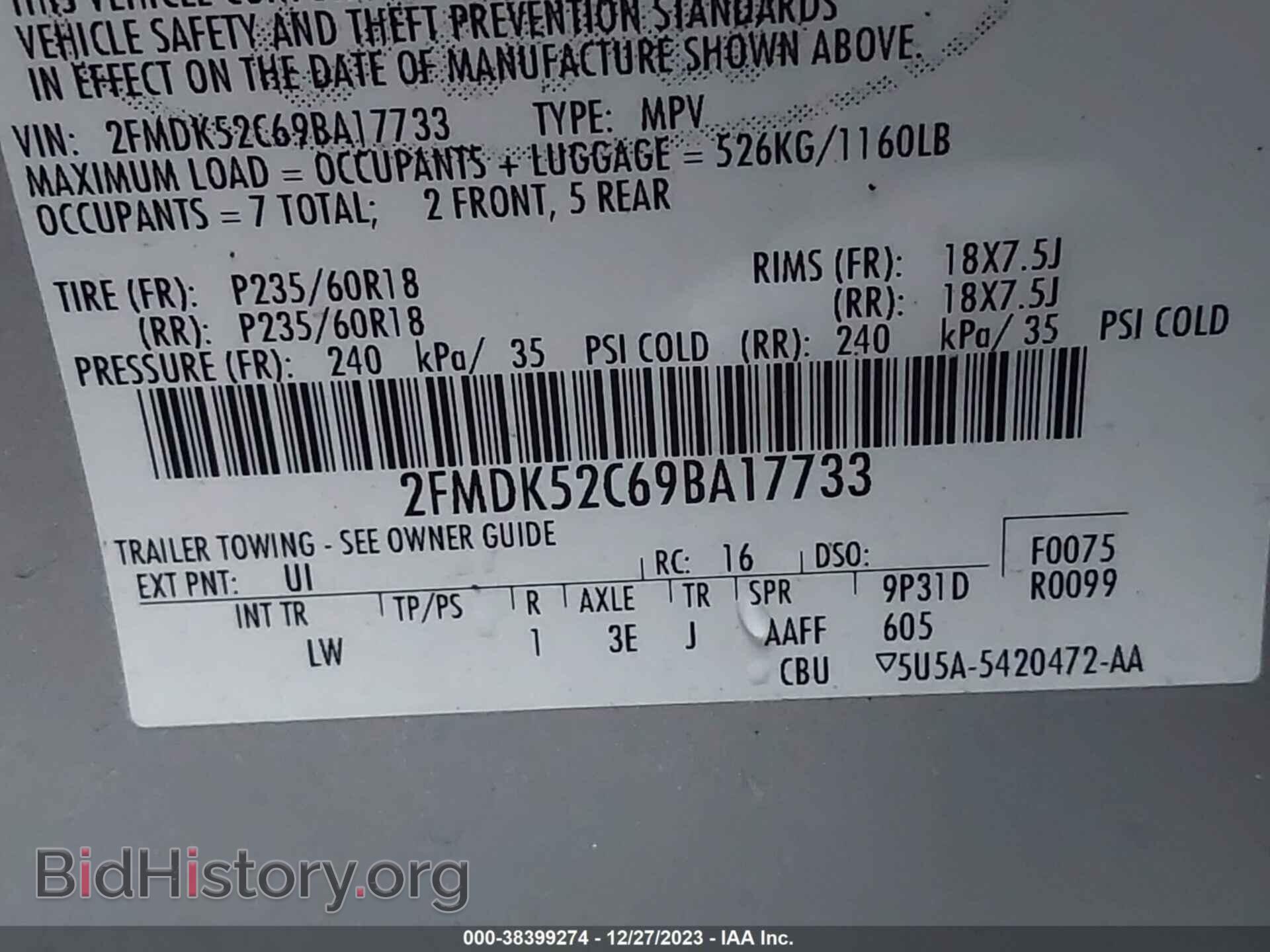 2009 FORD FLEX - VIN: 2FMDK52C69BA17733 - Photo 9