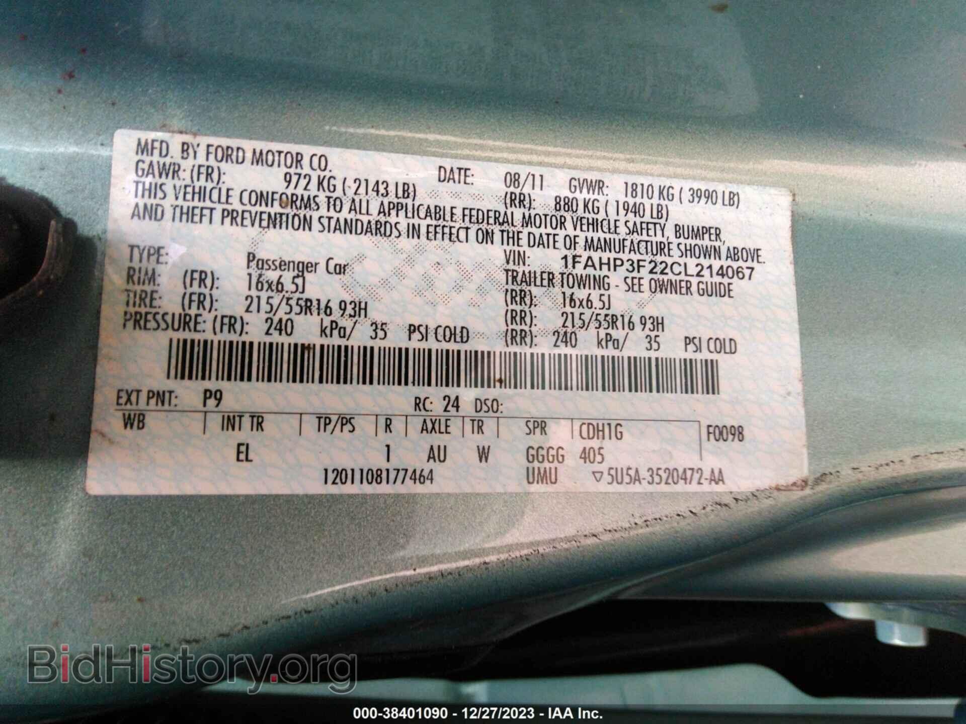 2012 FORD FOCUS - VIN: 1FAHP3F22CL214067 - Фото 9