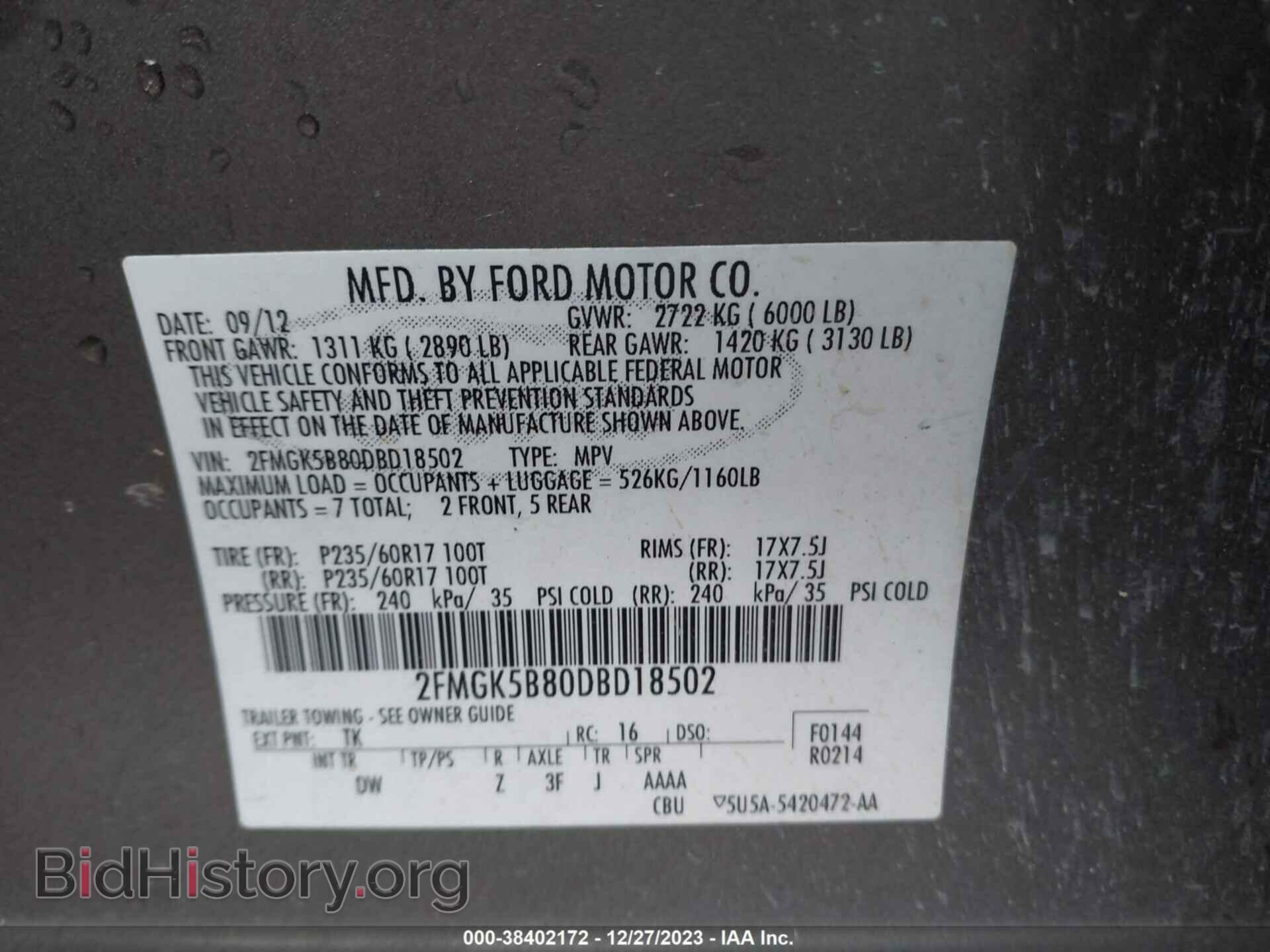 2013 FORD FLEX - VIN: 2FMGK5B80DBD18502 - Photo 9