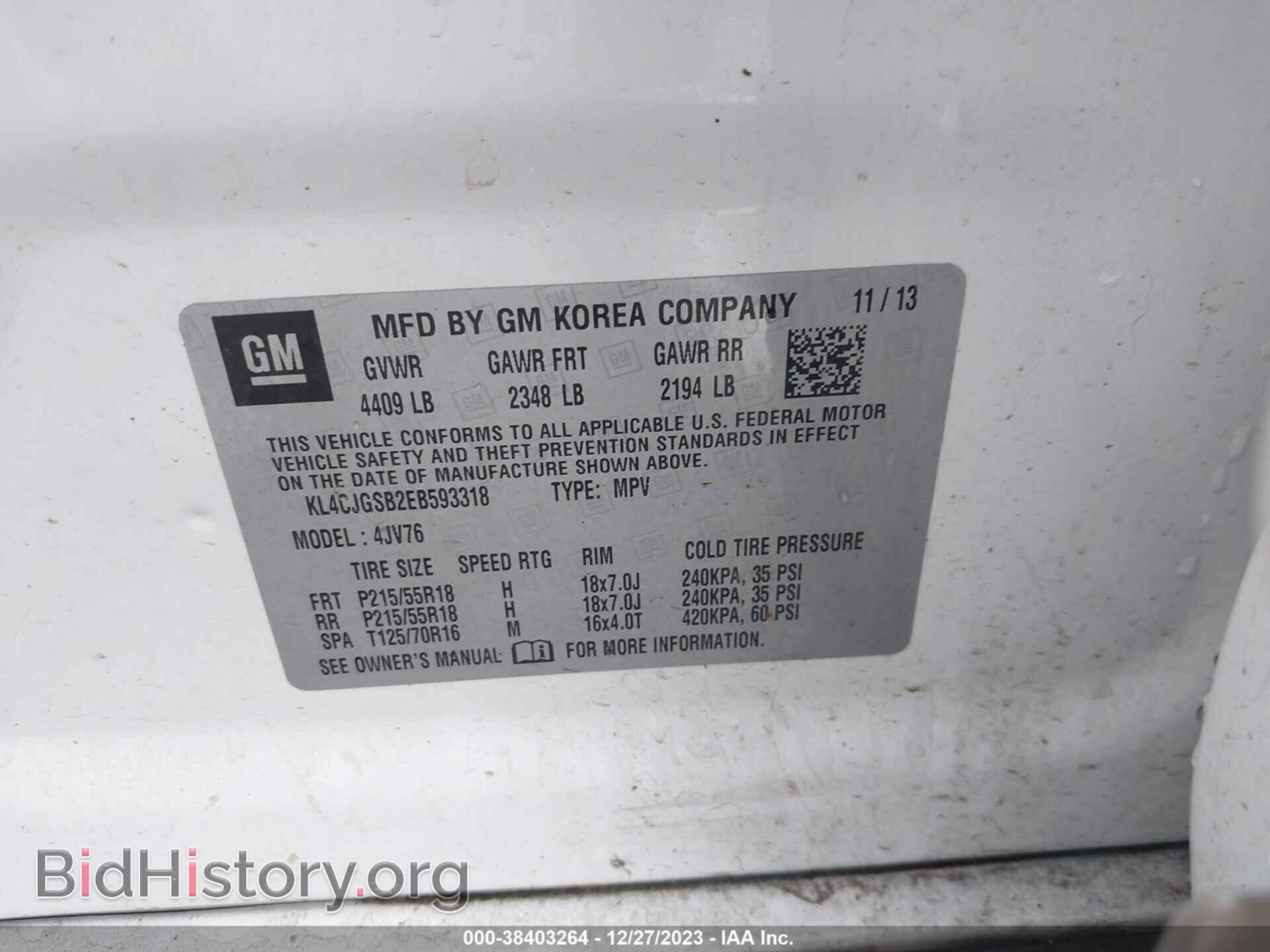 2014 BUICK ENCORE - VIN: KL4CJGSB2EB593318 - Photo 9