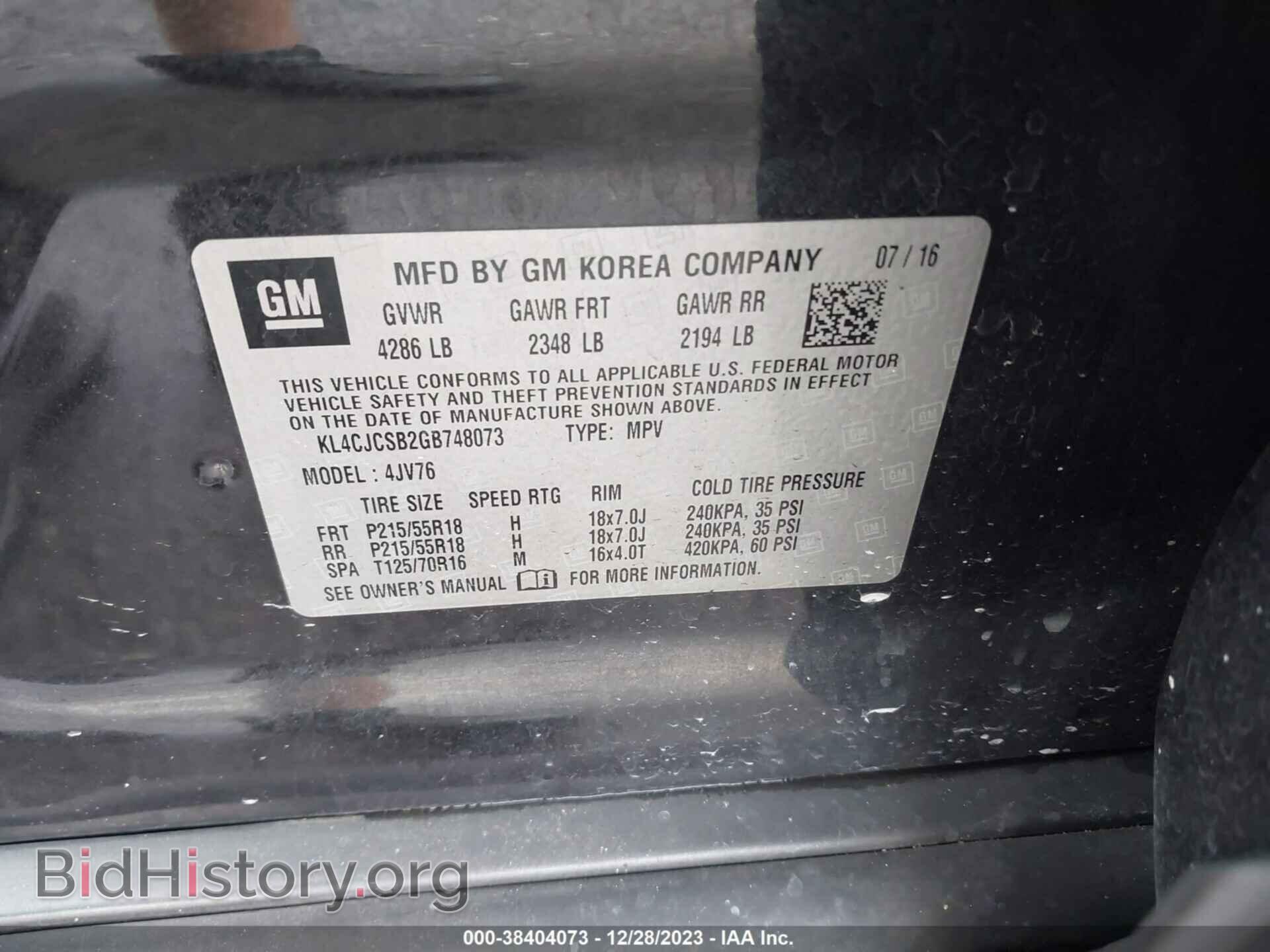 2016 BUICK ENCORE - VIN: KL4CJCSB2GB748073 - Photo 9