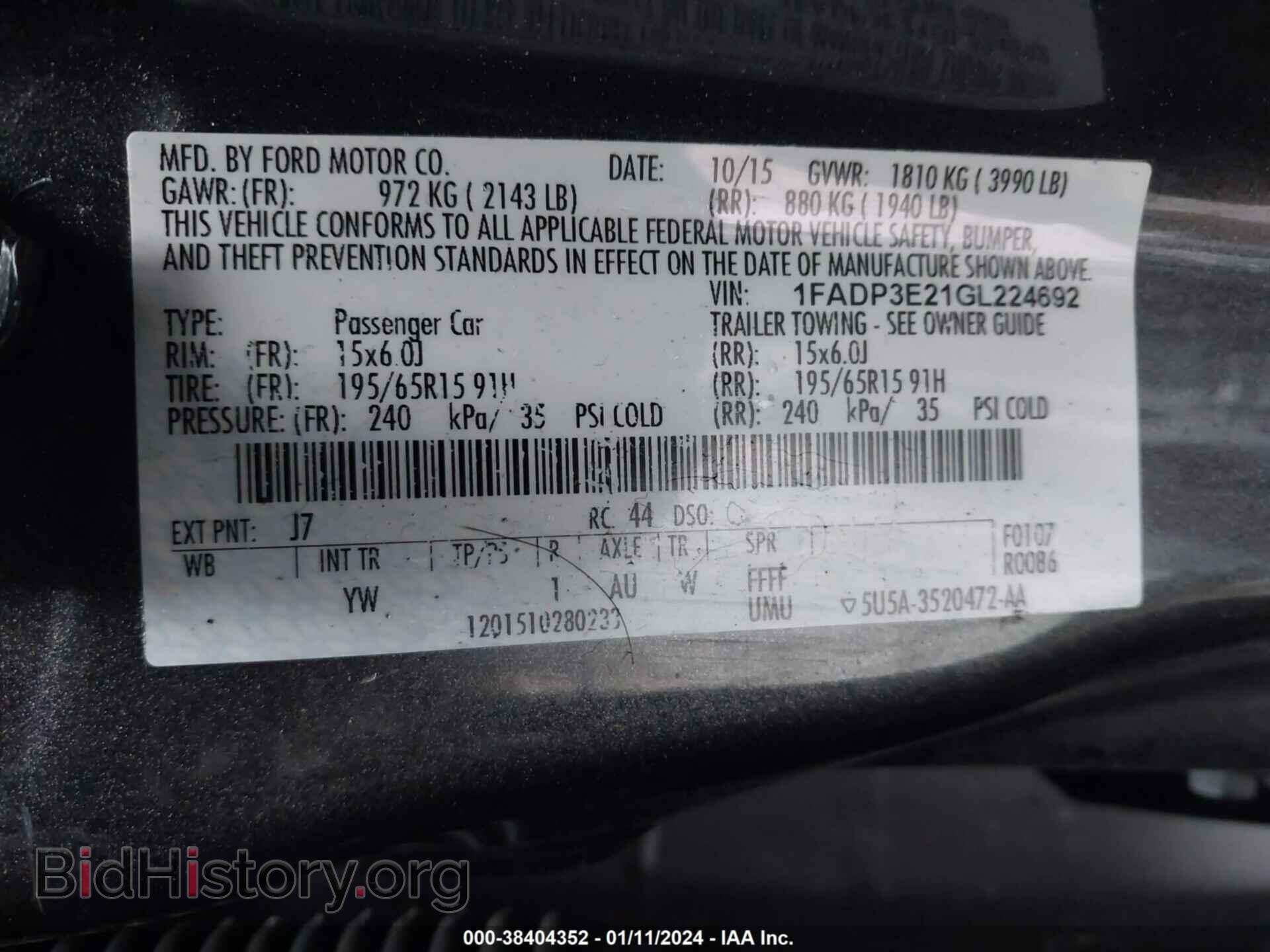 2016 FORD FOCUS - VIN: 1FADP3E21GL224692 - Фото 9