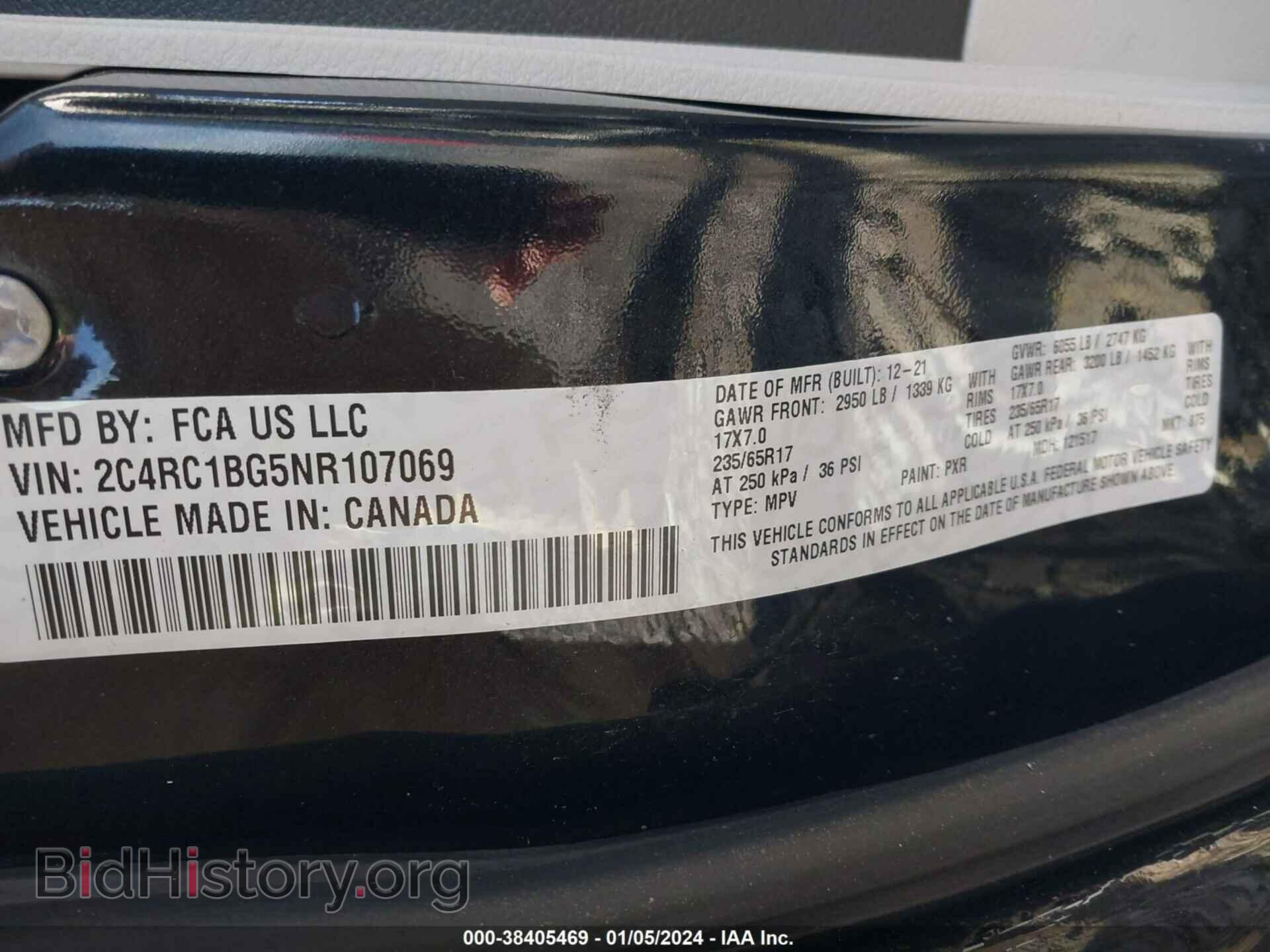 2022 CHRYSLER PACIFICA - VIN: 2C4RC1BG5NR107069 - Фото 9