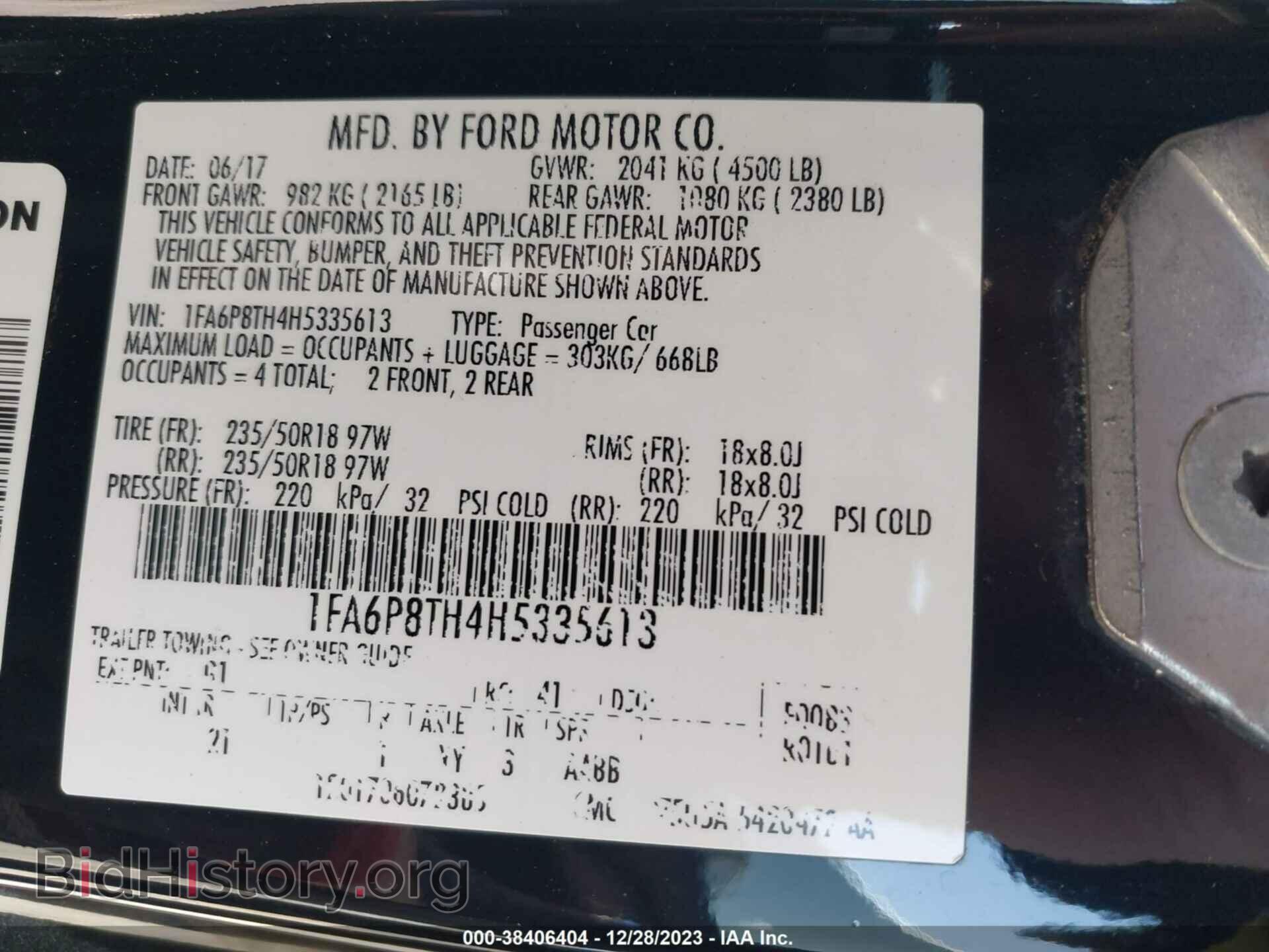 2017 FORD MUSTANG - VIN: 1FA6P8TH4H5335613 - Фото 9