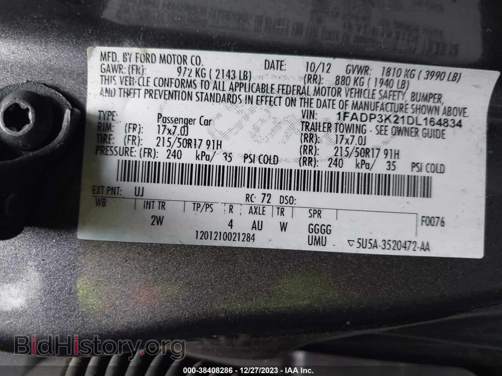 2013 FORD FOCUS - VIN: 1FADP3K21DL164834 - Фото 9