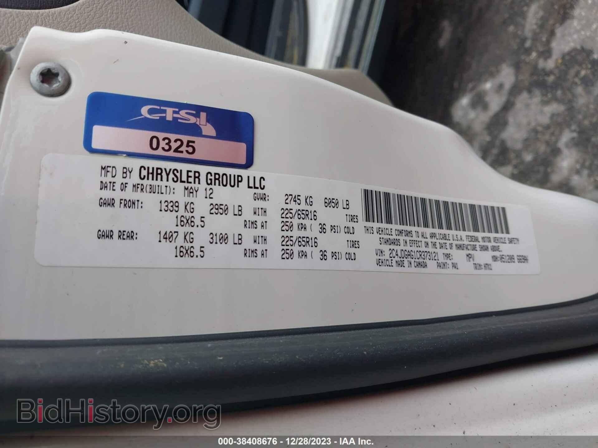 2012 RAM CARGO - VIN: 2C4JDGAG1CR373121 - Photo 9