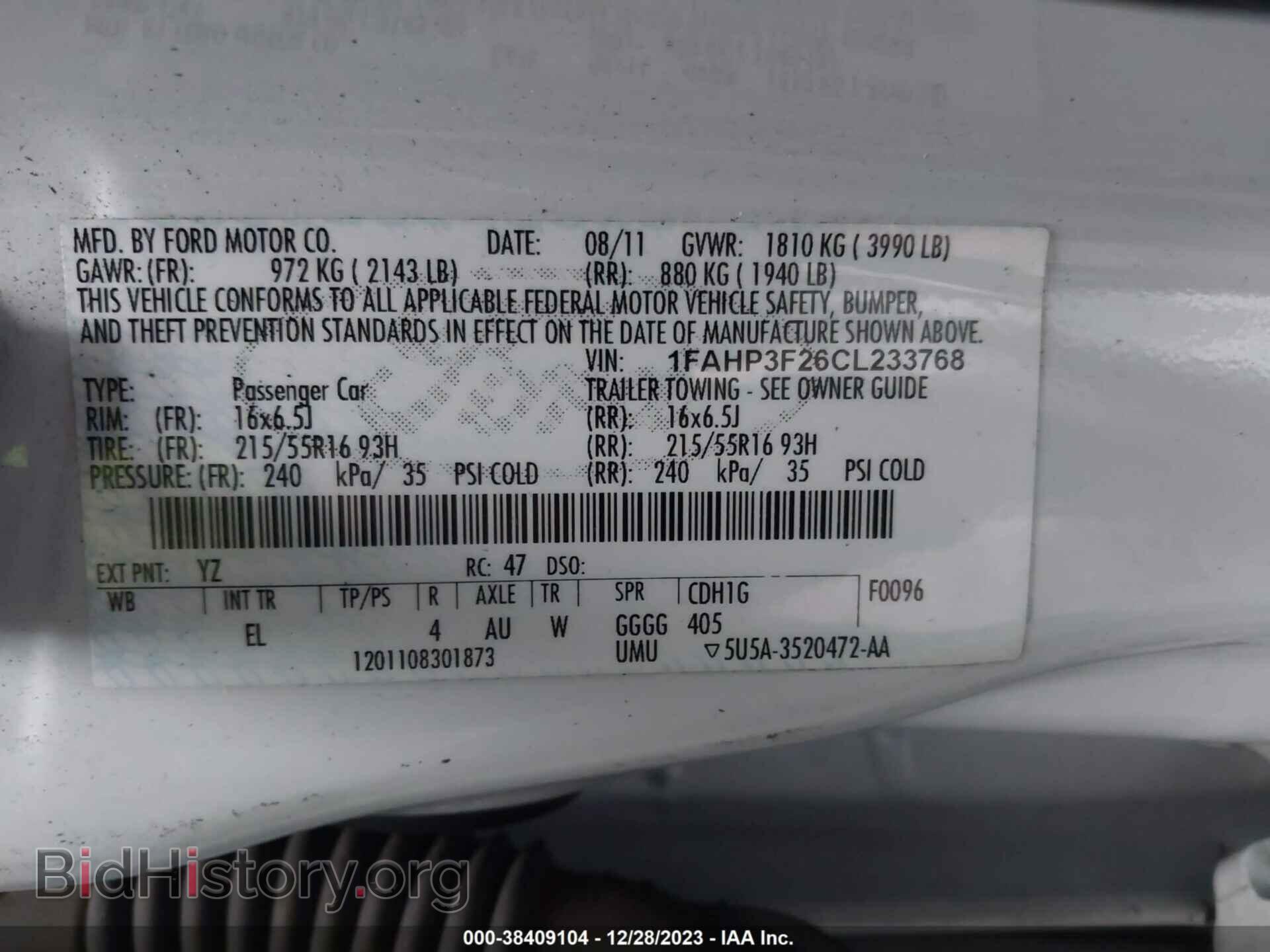 2012 FORD FOCUS - VIN: 1FAHP3F26CL233768 - Photo 9