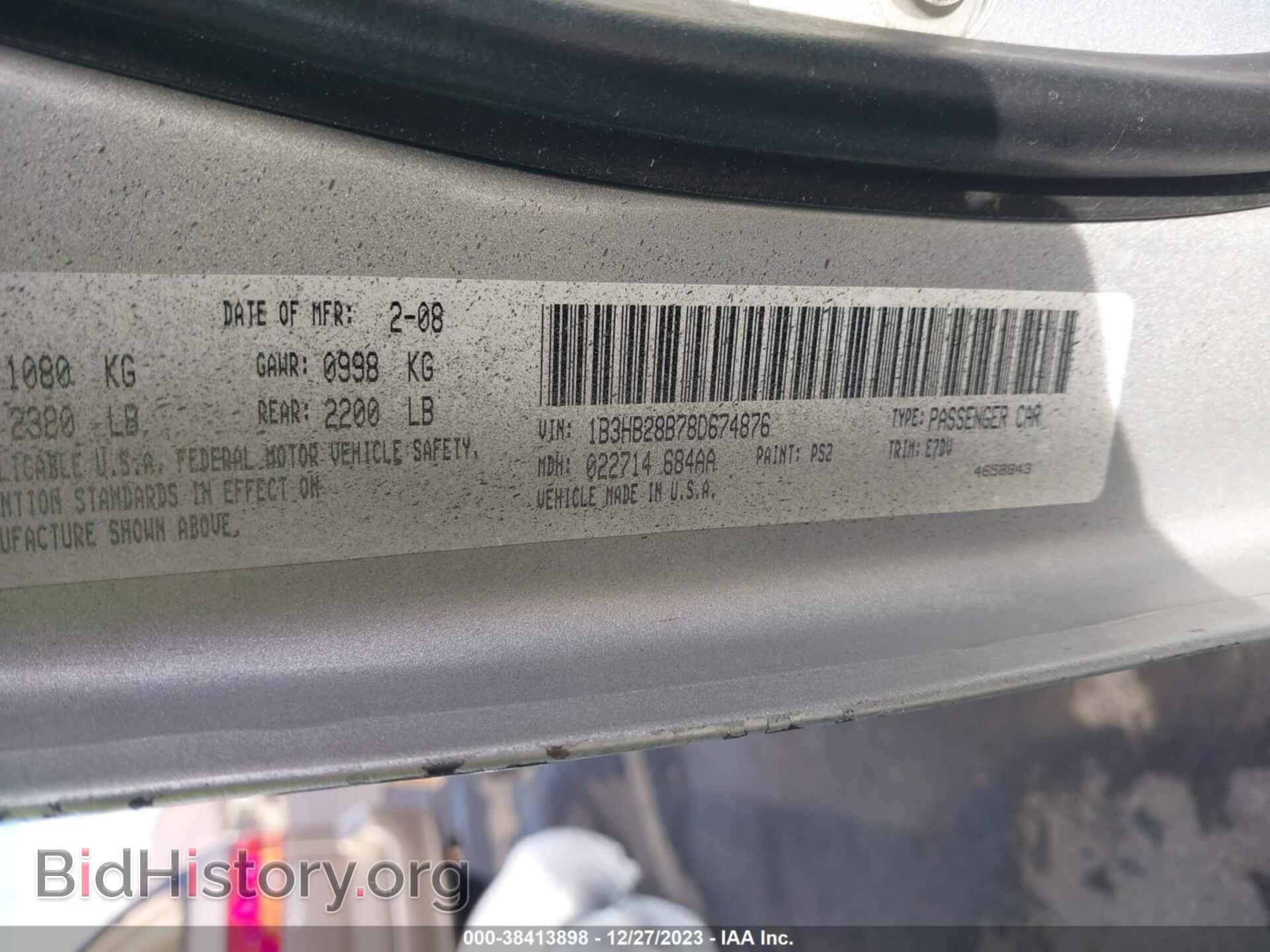 2008 DODGE CALIBER - VIN: 1B3HB28B78D674876 - Photo 9