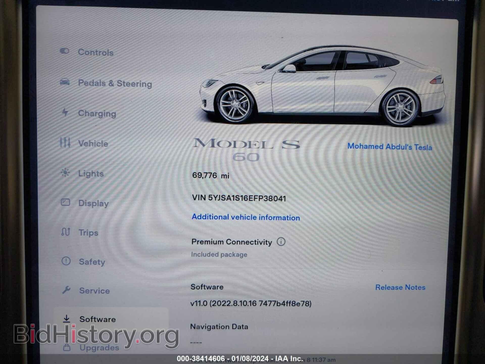 2014 TESLA MODEL S - VIN: 5YJSA1S16EFP38041 - Фото 7