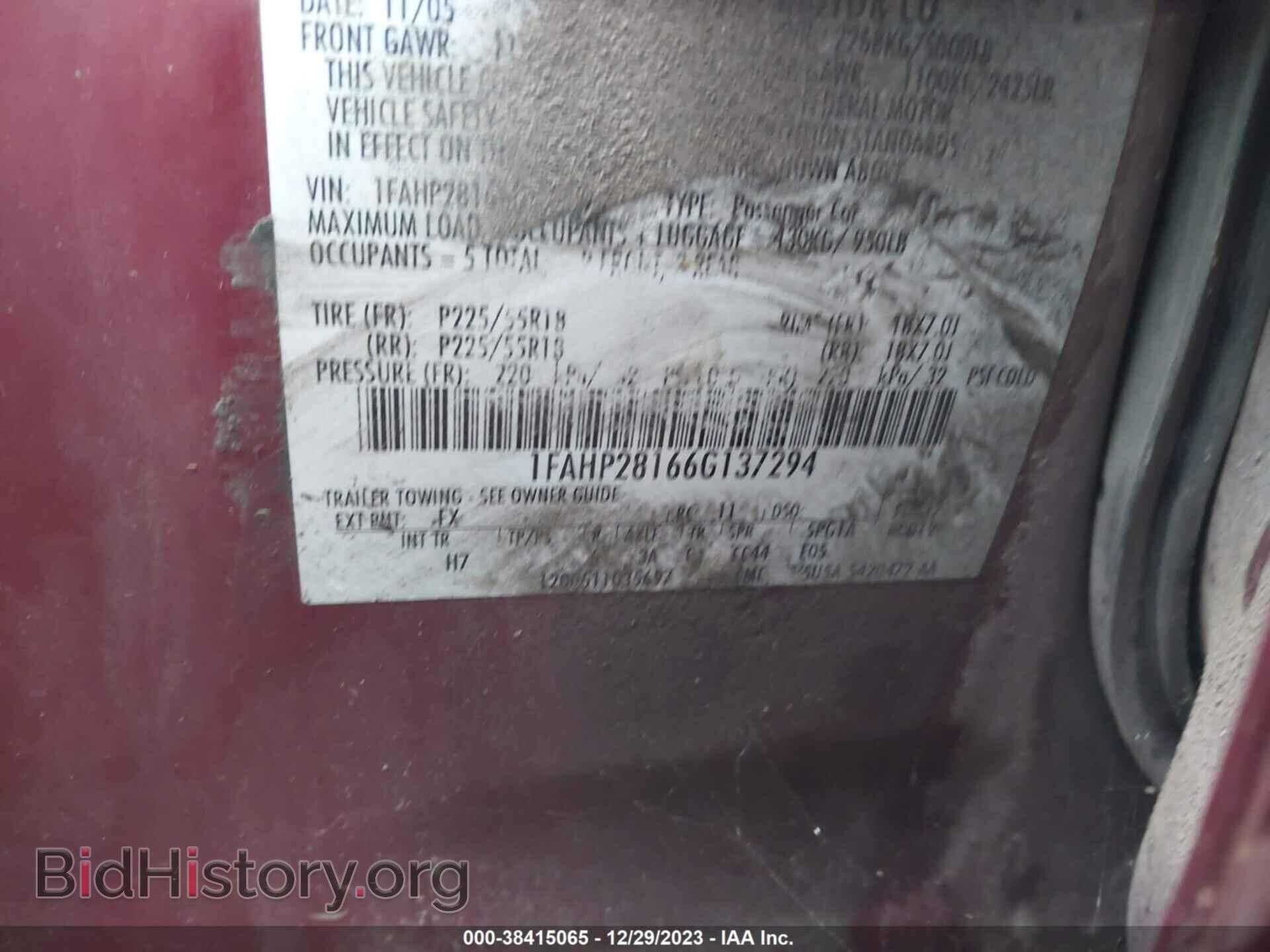 2006 FORD FIVE HUNDRED - VIN: 1FAHP28166G137294 - Photo 9