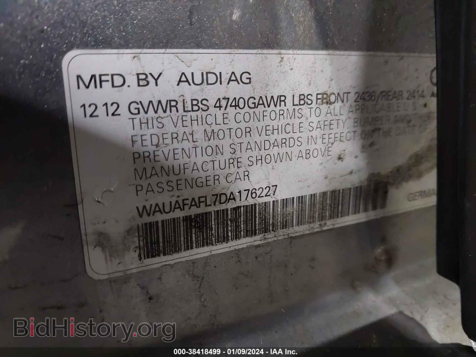 2013 AUDI A4 - VIN: WAUAFAFL7DA176227 - Фото 9