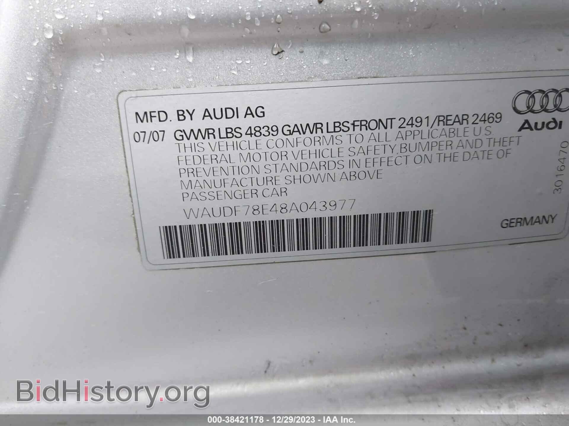 2008 AUDI A4 - VIN: WAUDF78E48A043977 - Photo 9
