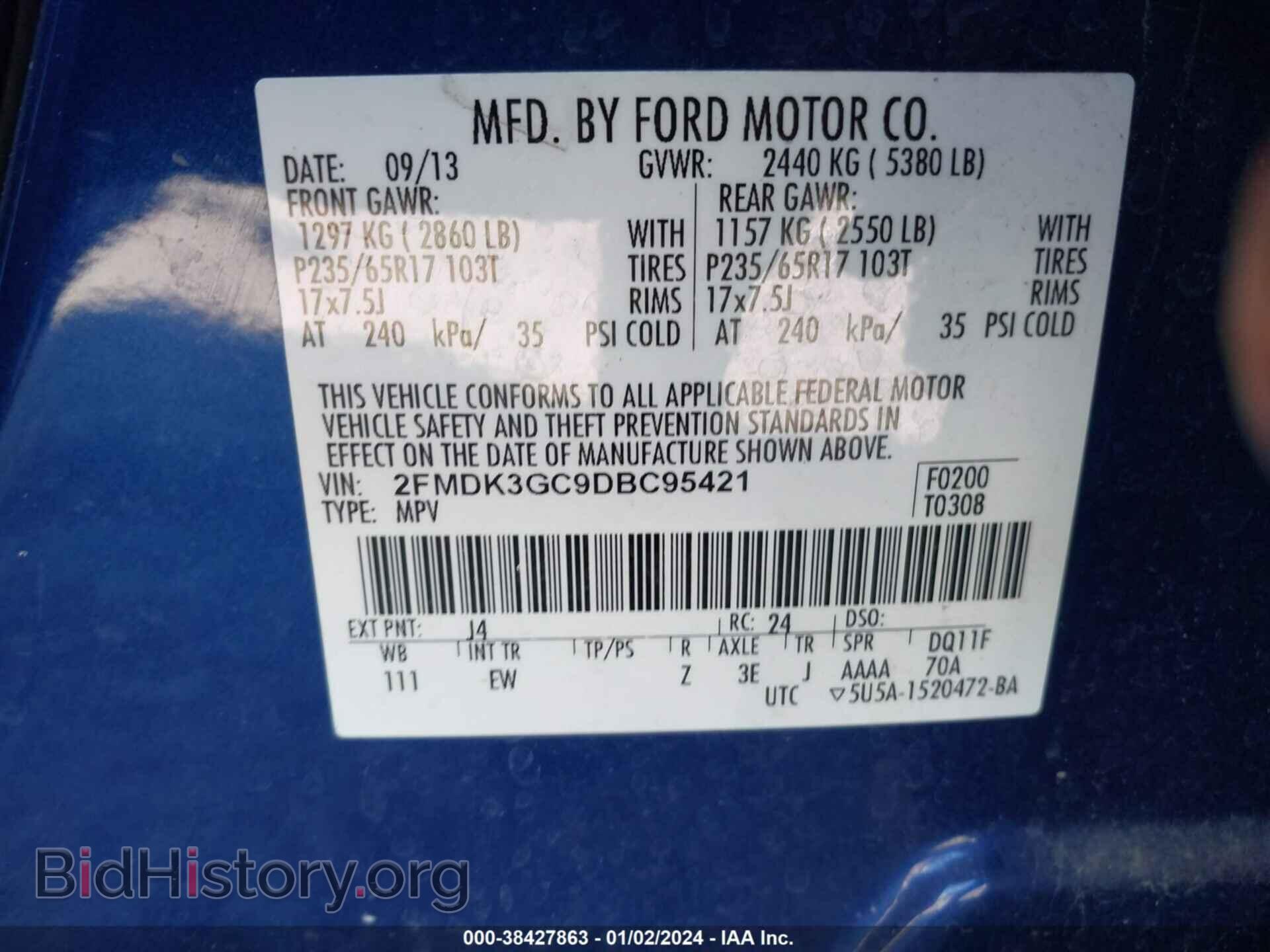 2013 FORD EDGE - VIN: 2FMDK3GC9DBC95421 - Photo 9