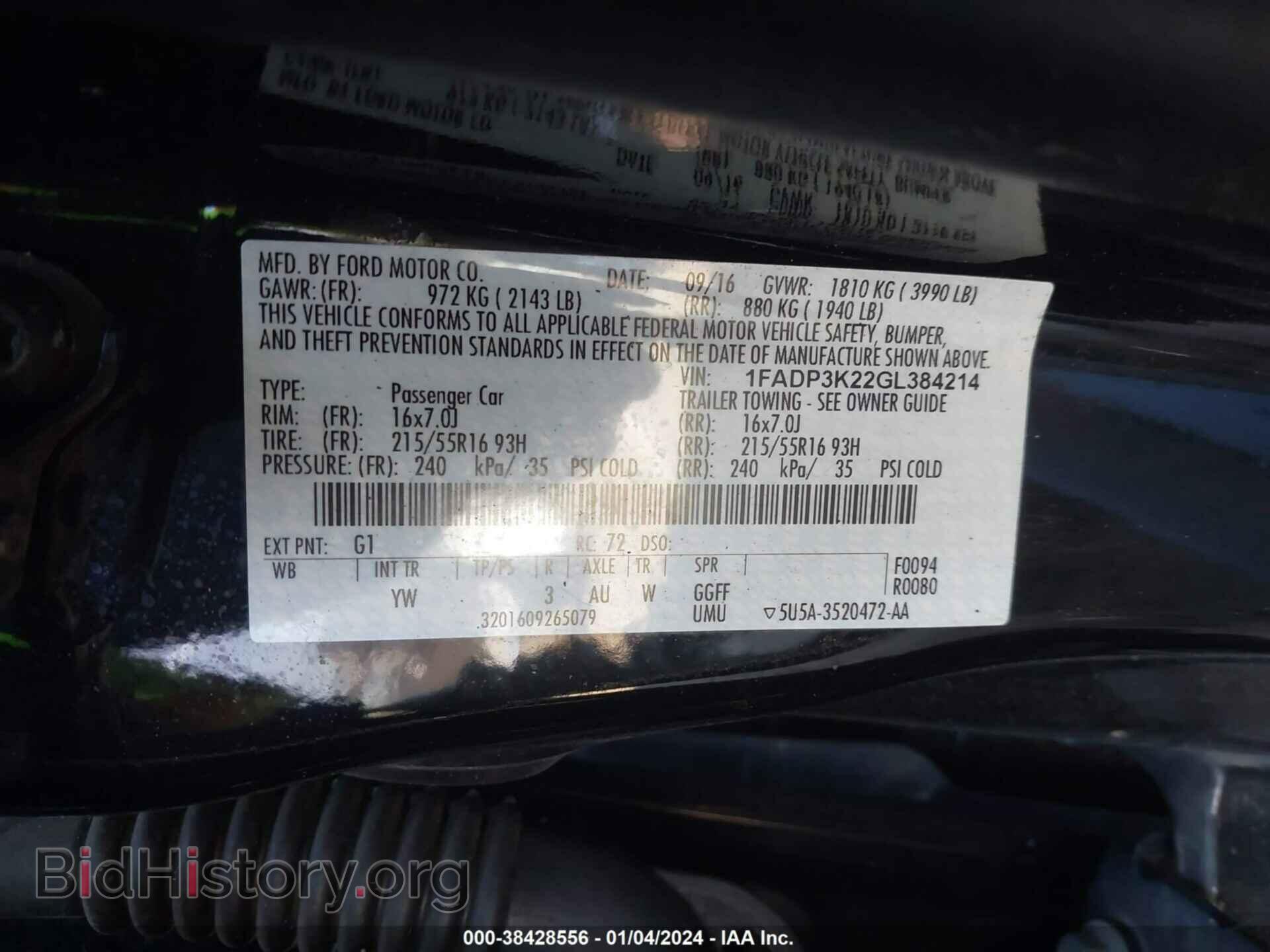 2016 FORD FOCUS - VIN: 1FADP3K22GL384214 - Фото 9