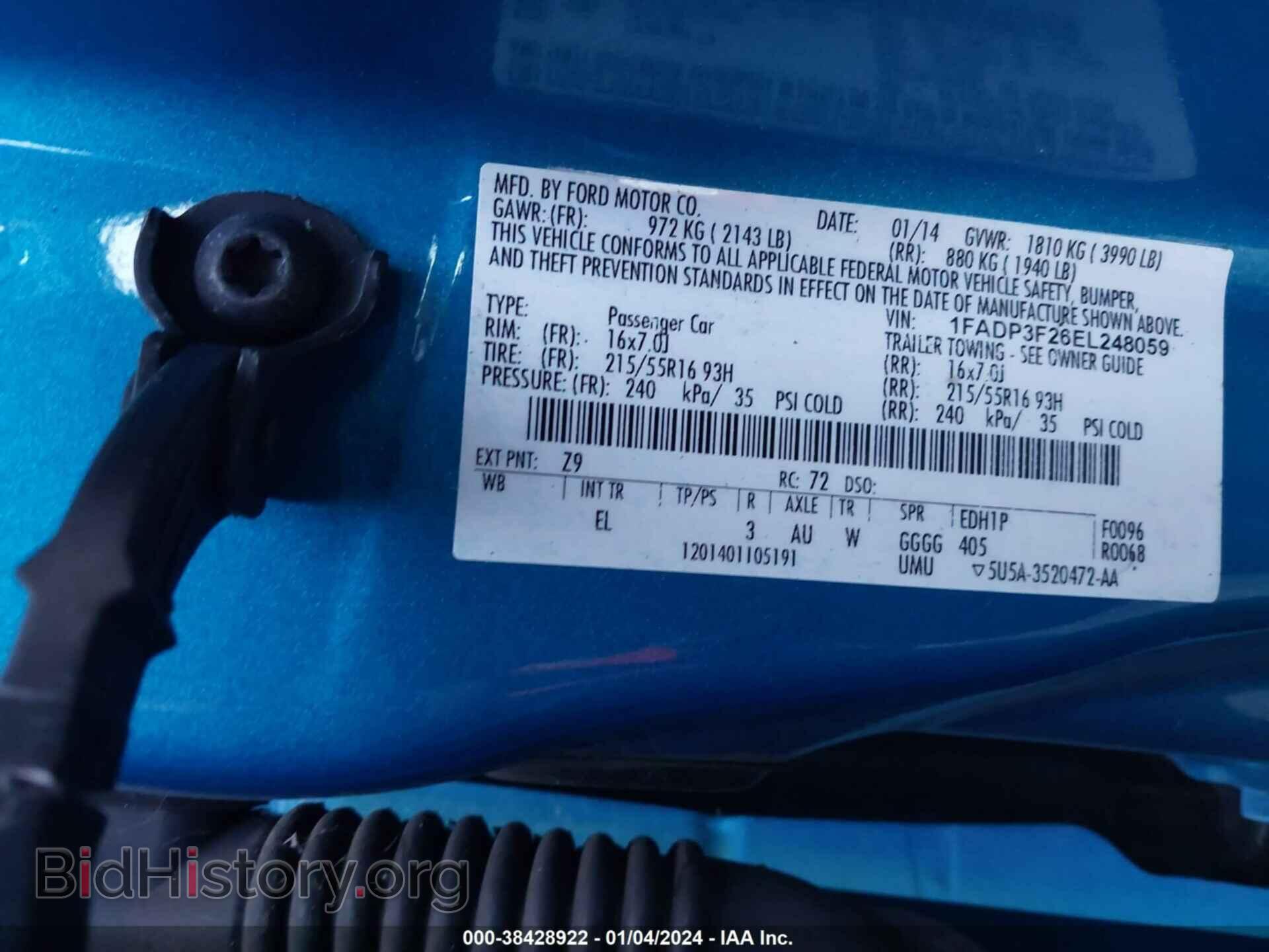 2014 FORD FOCUS - VIN: 1FADP3F26EL248059 - Фото 9