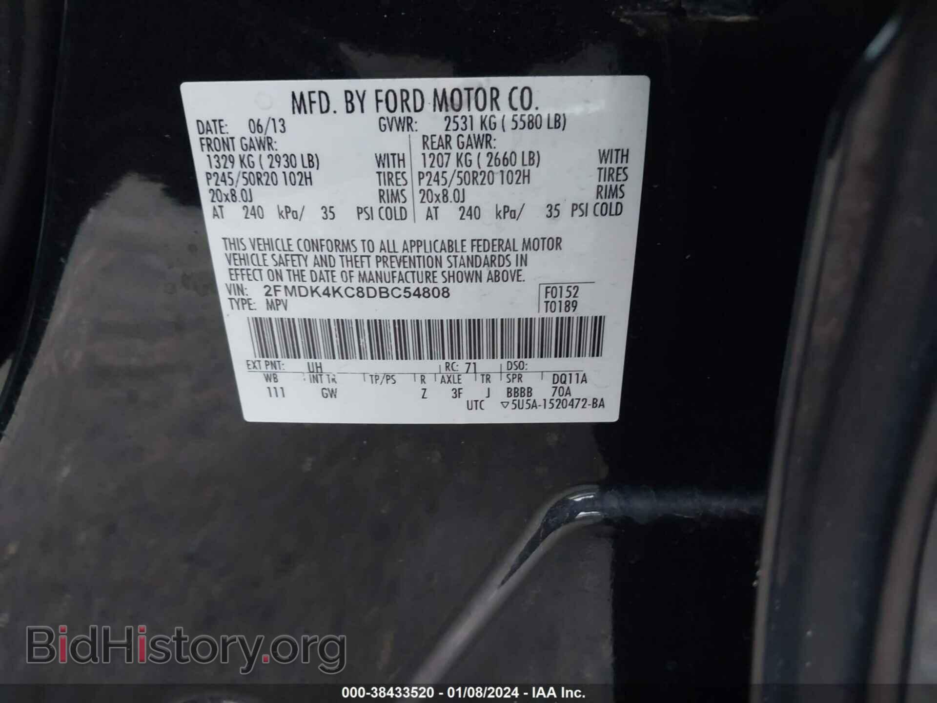 2013 FORD EDGE - VIN: 2FMDK4KC8DBC54808 - Photo 9