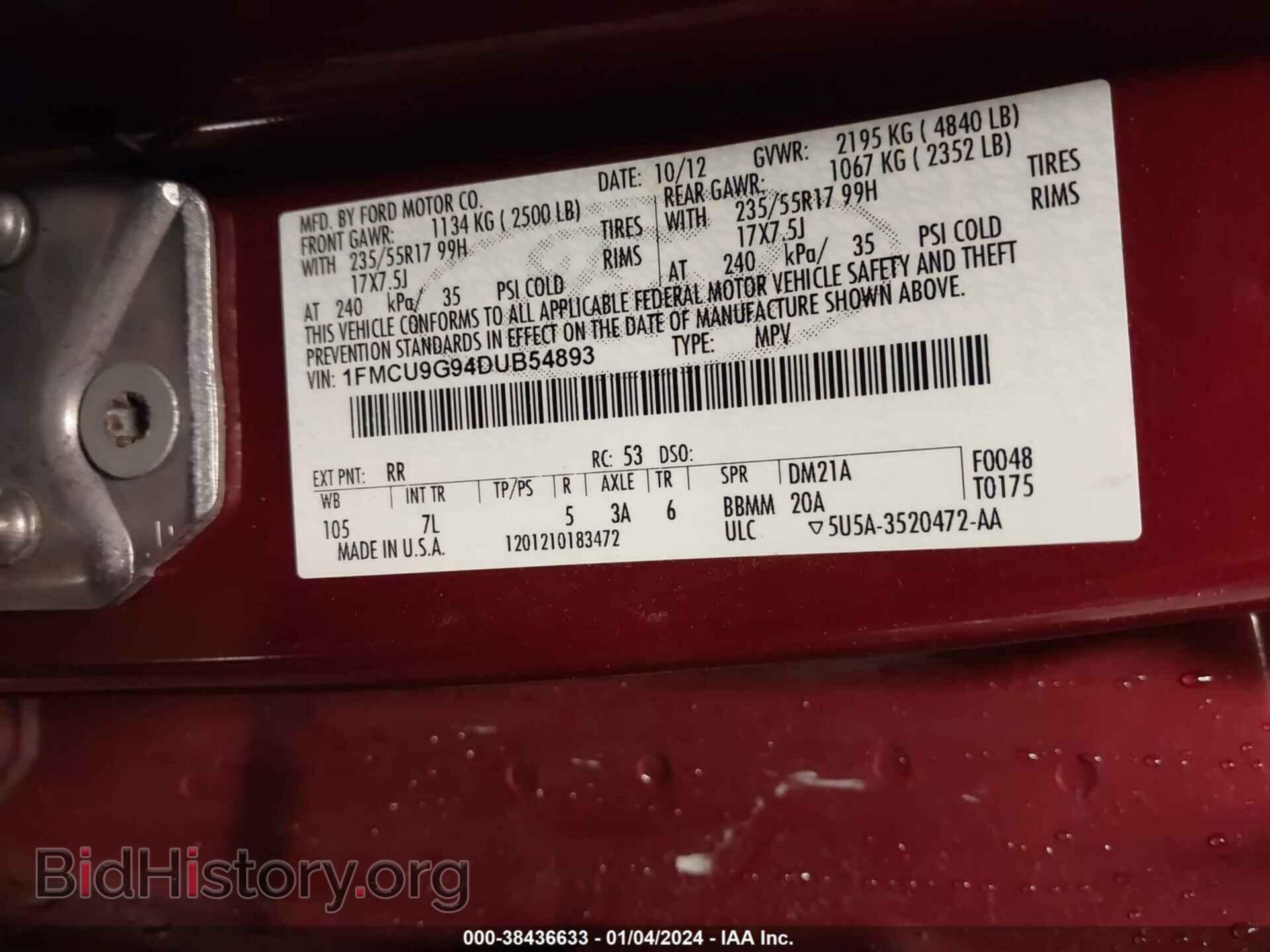 2013 FORD ESCAPE - VIN: 1FMCU9G94DUB54893 - Photo 9