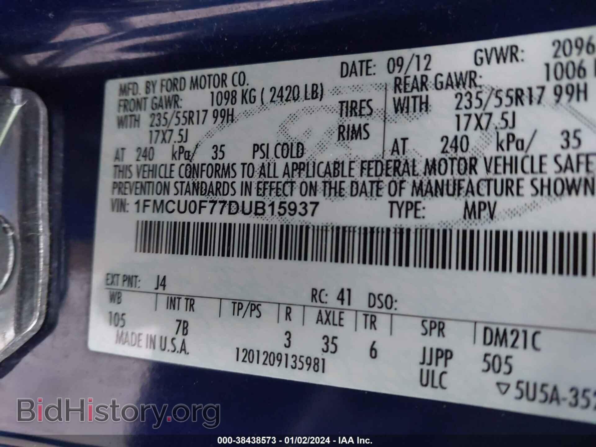 2013 FORD ESCAPE - VIN: 1FMCU0F77DUB15937 - Photo 9