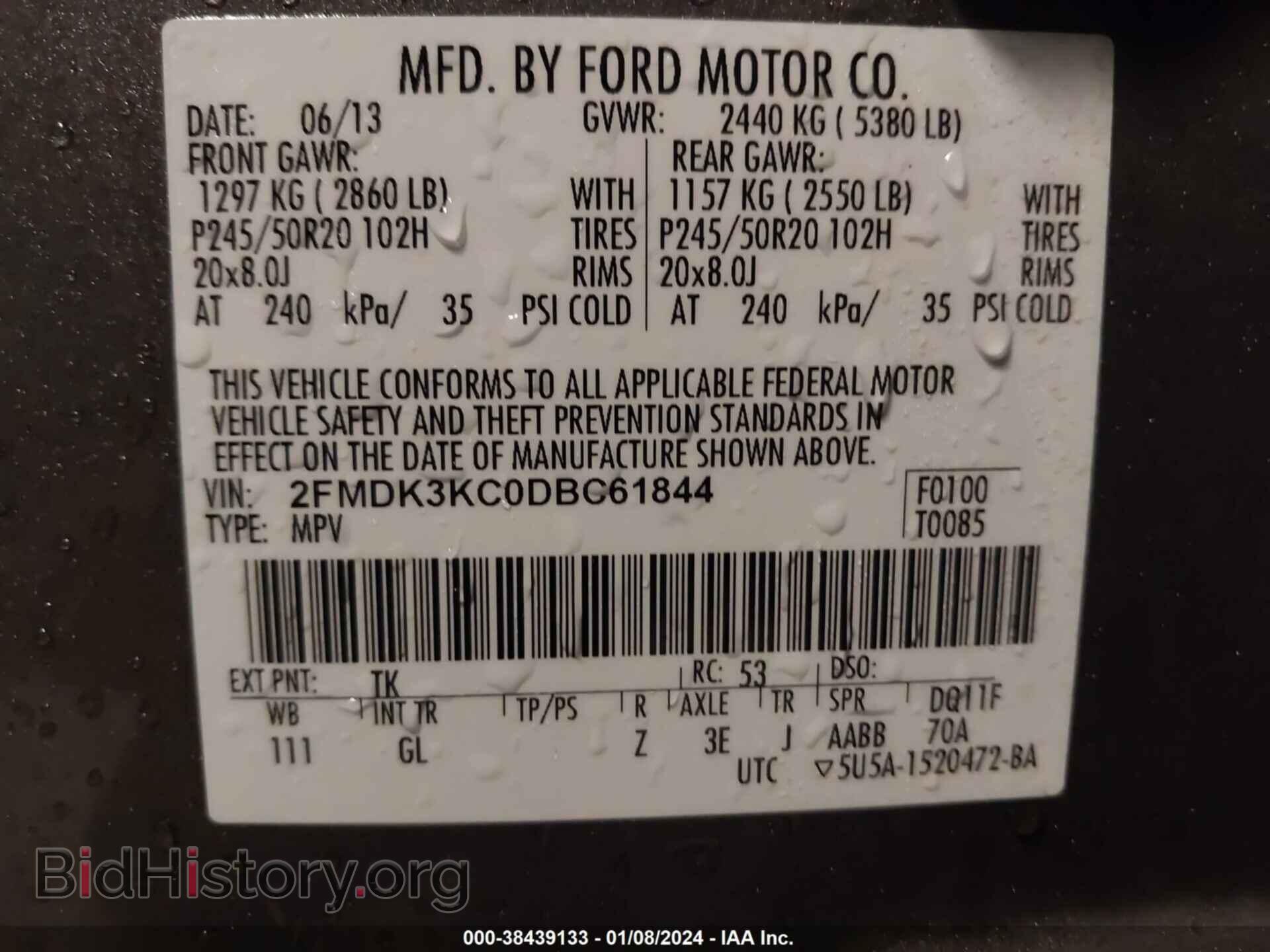2013 FORD EDGE - VIN: 2FMDK3KC0DBC61844 - Photo 9