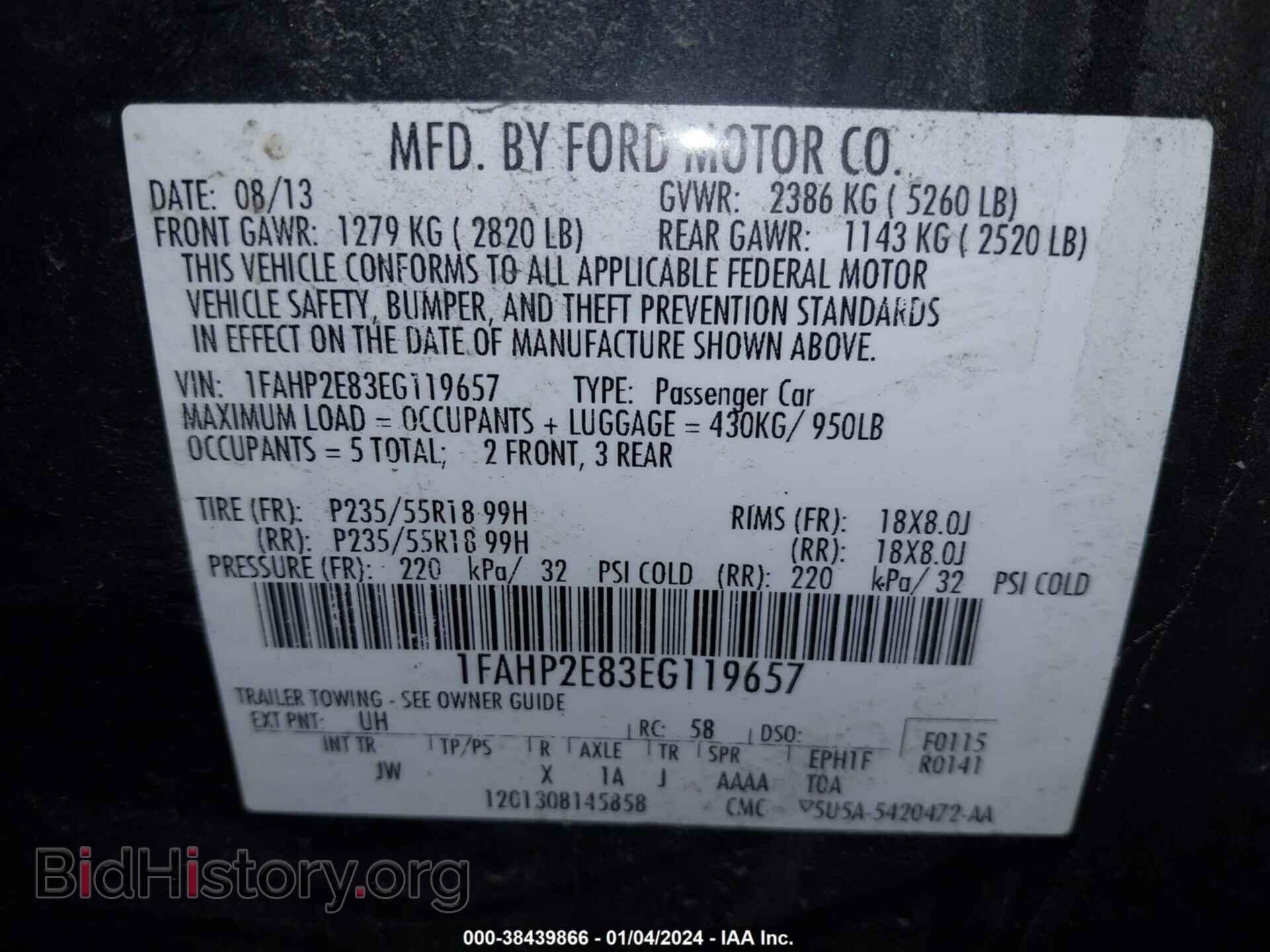 2014 FORD TAURUS - VIN: 1FAHP2E83EG119657 - Photo 9