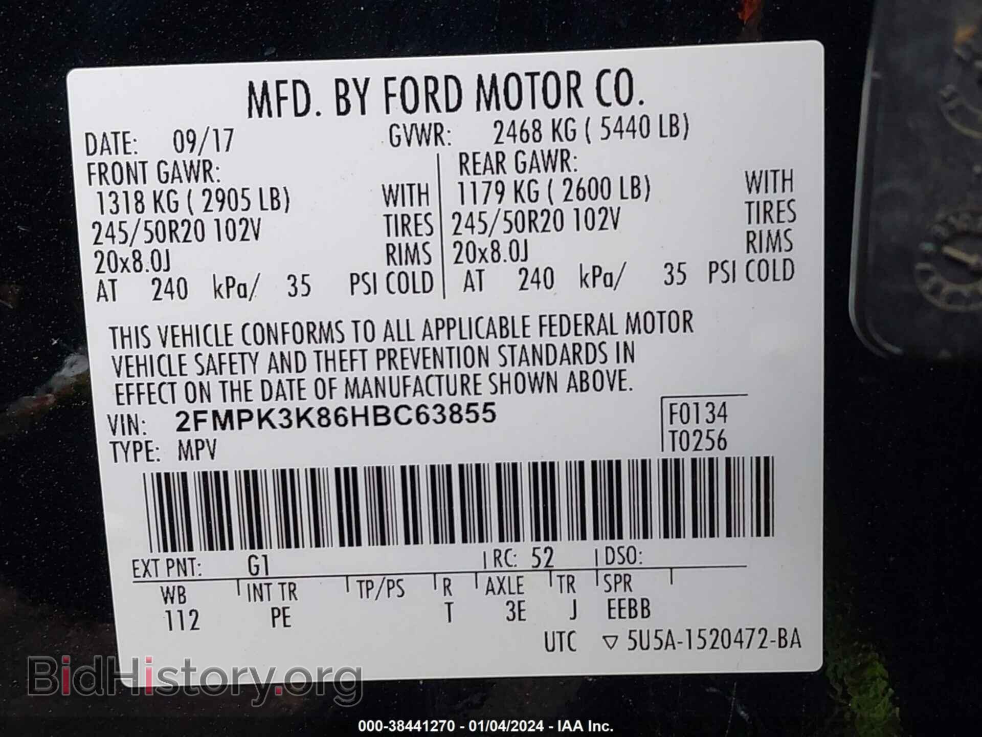 2017 FORD EDGE - VIN: 2FMPK3K86HBC63855 - Photo 9