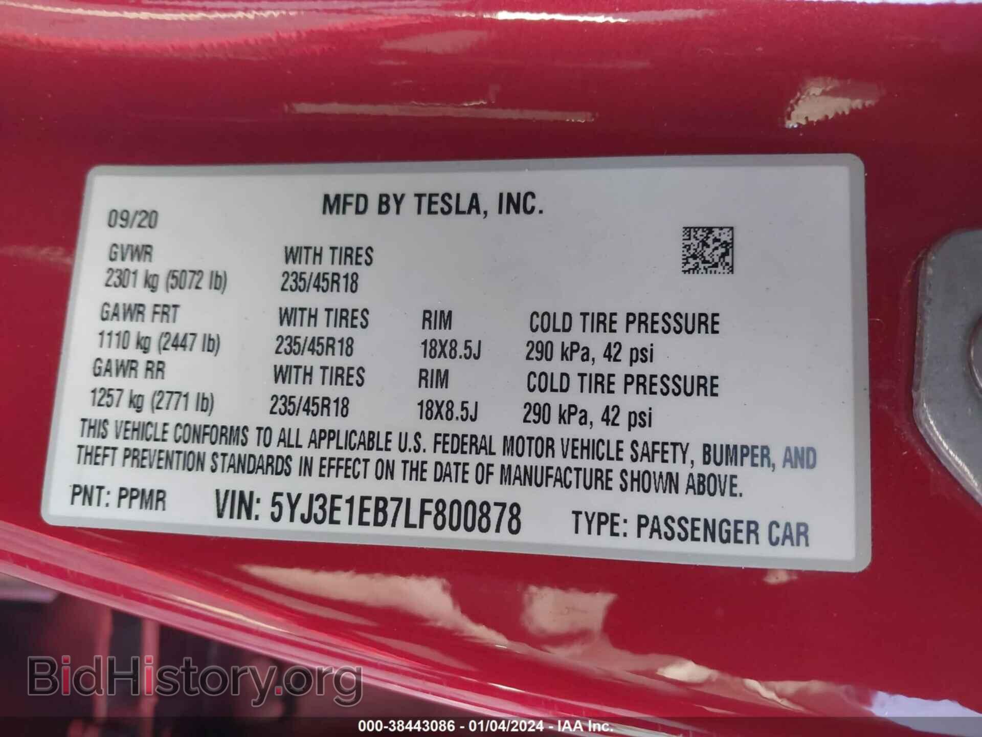 2020 TESLA MODEL 3 - VIN: 5YJ3E1EB7LF800878 - Фото 9