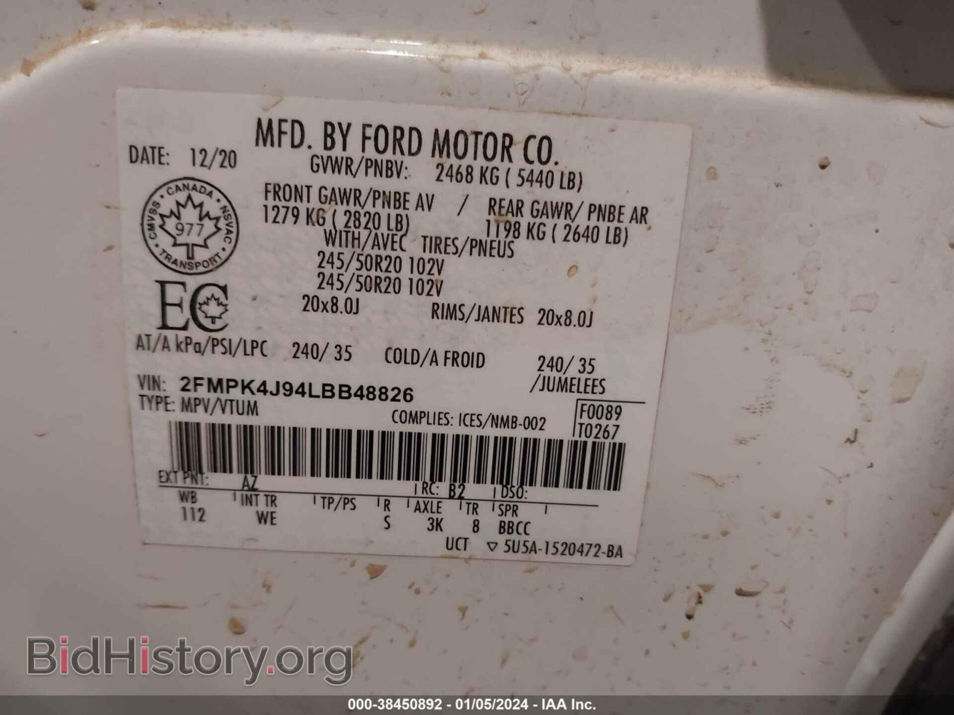 2020 FORD EDGE - VIN: 2FMPK4J94LBB48826 - Photo 9