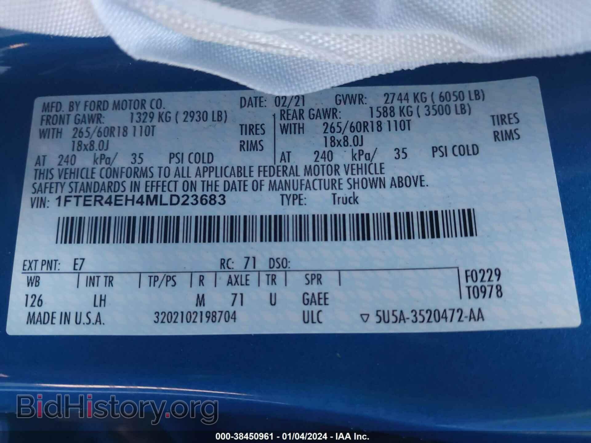 2021 FORD RANGER - VIN: 1FTER4EH4MLD23683 - Фото 9